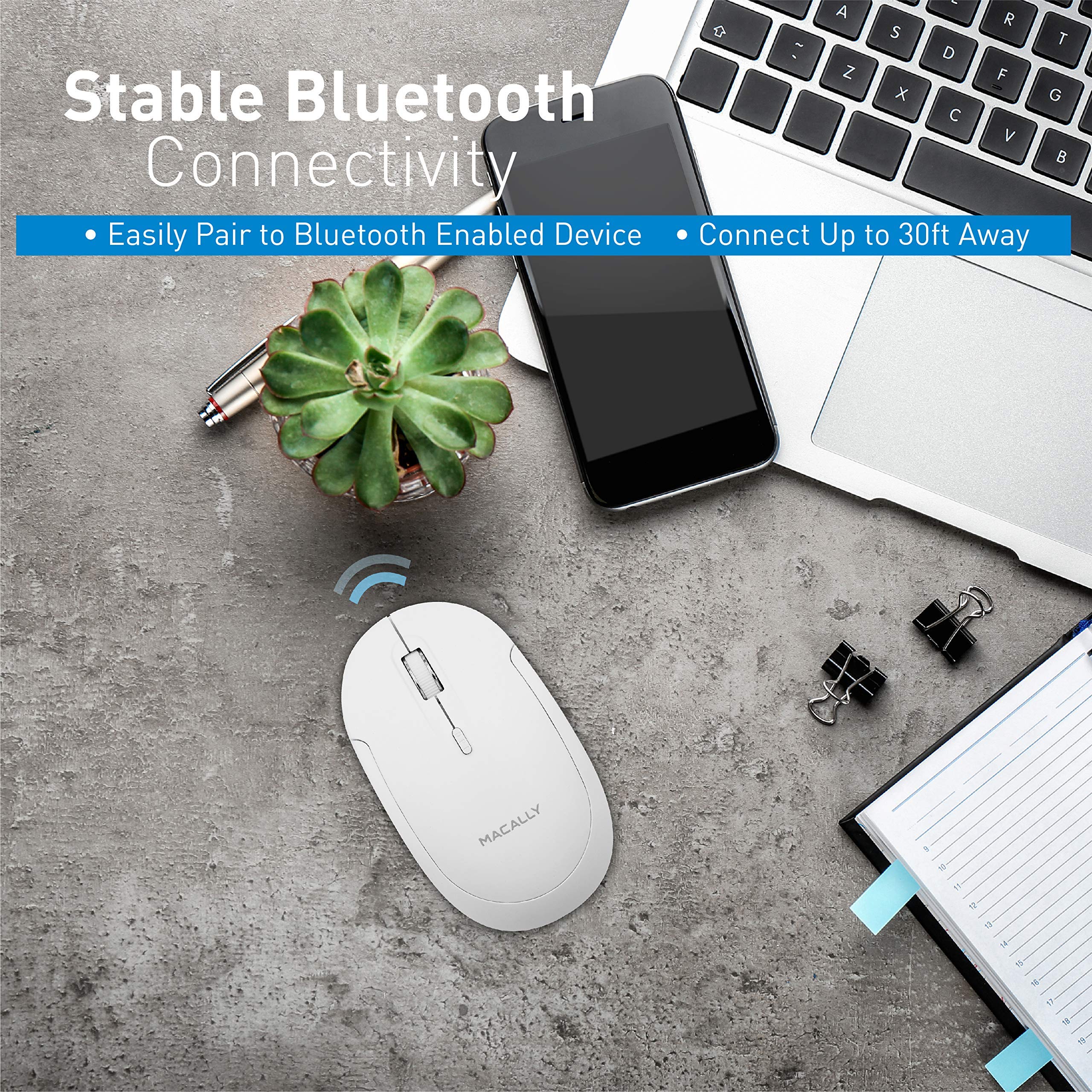 Macally Compact Bluetooth Keyboard and Mouse Combo - Wireless Keyboard & Mouse Set for Mac, Windows, iPad - Ergonomic Office Essentials for Home, Work & Travel
