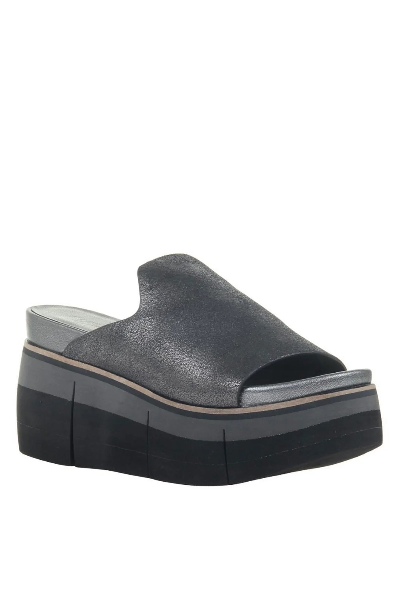 Flow Platform Sandal for Women - Pewter Metallic Comfort Slides | Perfect for Beach, Pool, and Summer Outdoor Activities