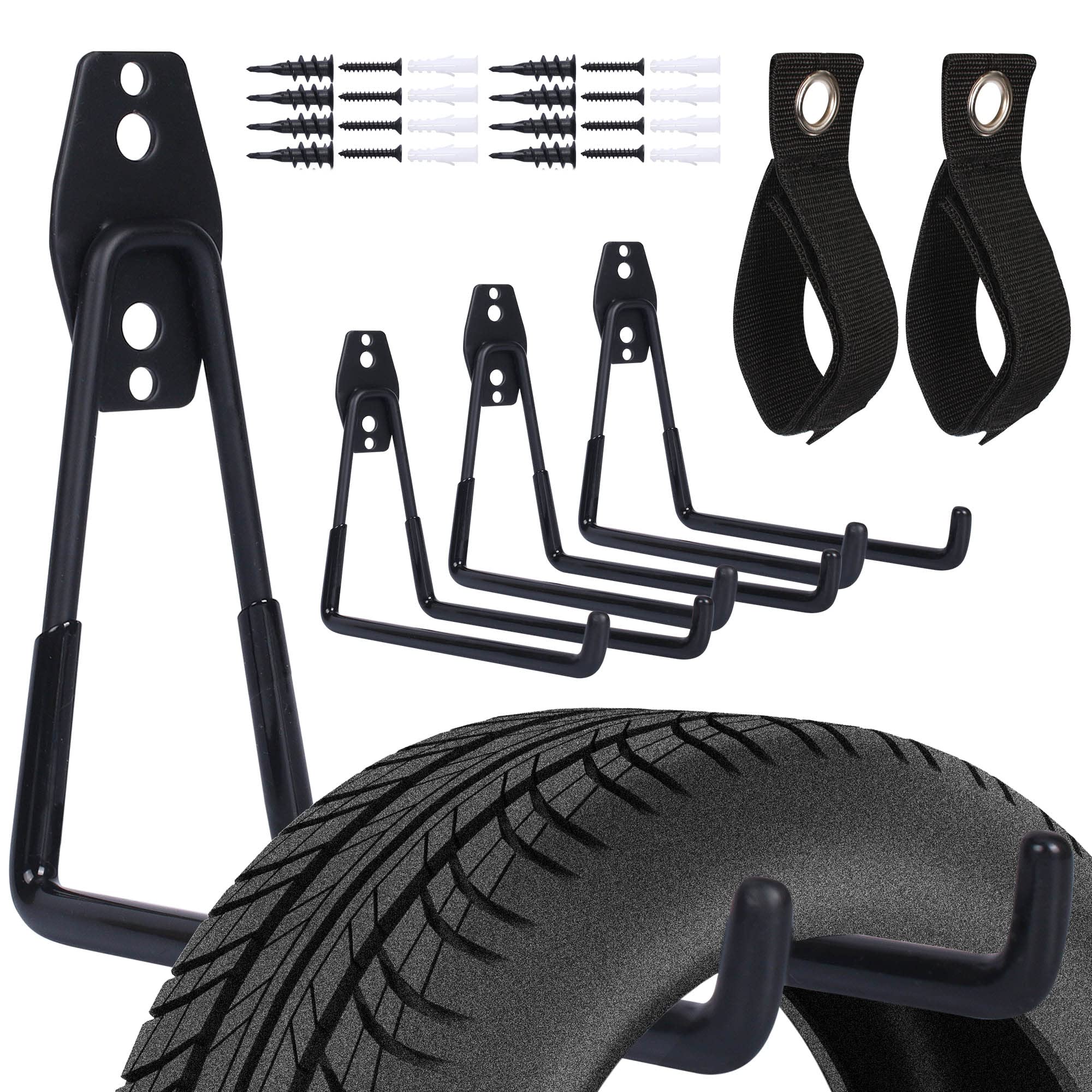 Heavy Duty Coated Steel Garage Hooks - Wall Mounted Storage Organizer for Tools, Bikes, Ladders & Bulk Items | Perfect for Garage, Shed & Workshop Organization