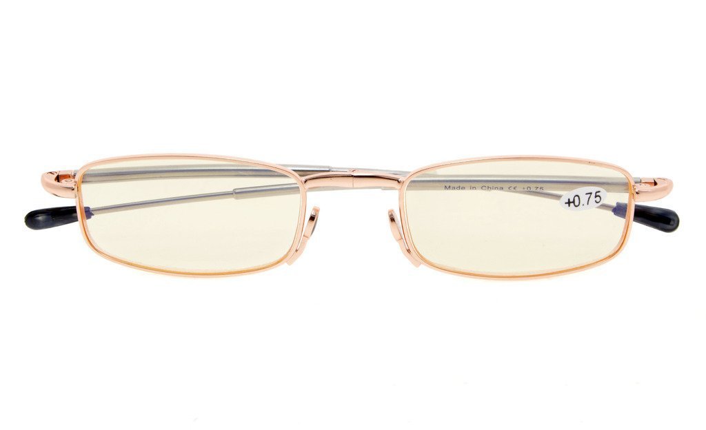 Blue Light Blocking Computer Glasses - Anti Eyestrain Reading Glasses for Women & Men, Compact Folding Design - Perfect for Office Work, Gaming & Screen Time