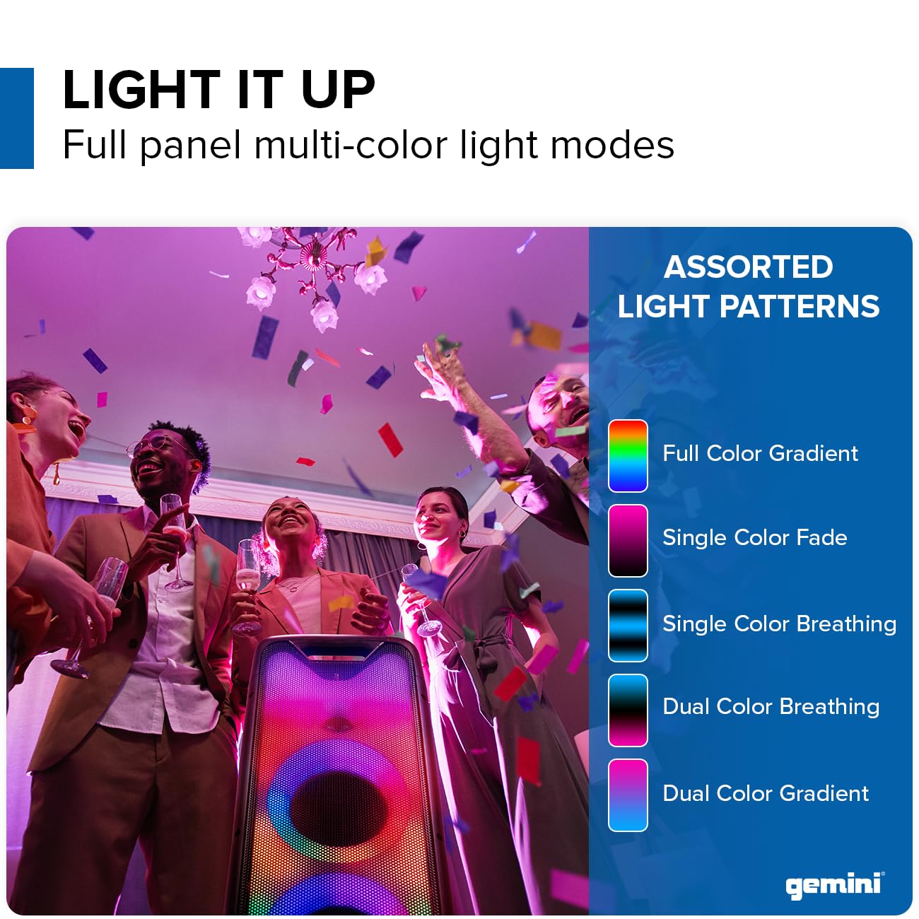 Gemini GLS-550 Portable Bluetooth Party Speaker with Powerful Bass - Perfect for Outdoor Gatherings, Beach Parties & Home Entertainment