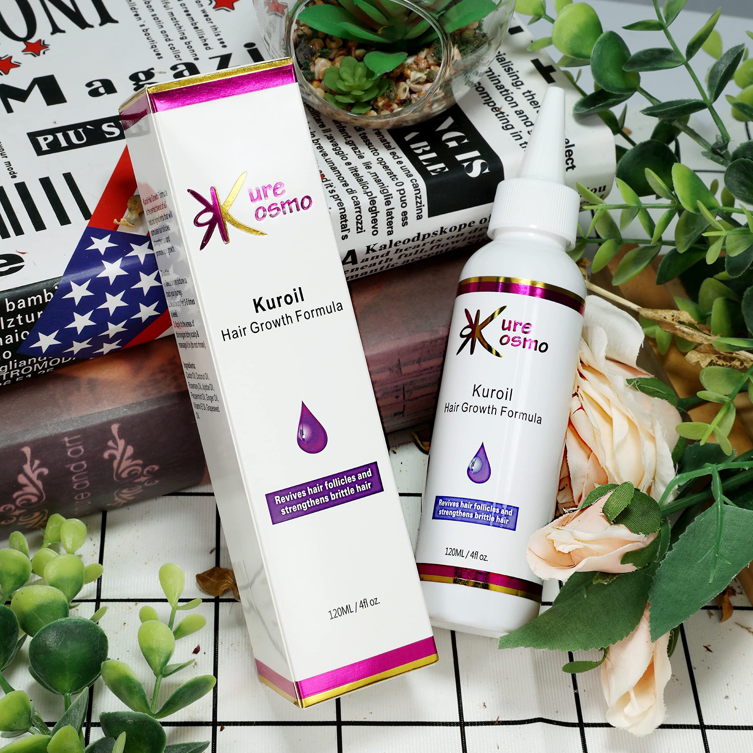 BRIRILINE Kure Kosmo Kuroil Hair Growth Formula - 100% Pure & Natural, Fast Hair Regrowth Treatment for Men & Women, Thickening & Restoring Damaged Hair, 50ml - Perfect for Daily Scalp Massage & Hair Care Routine