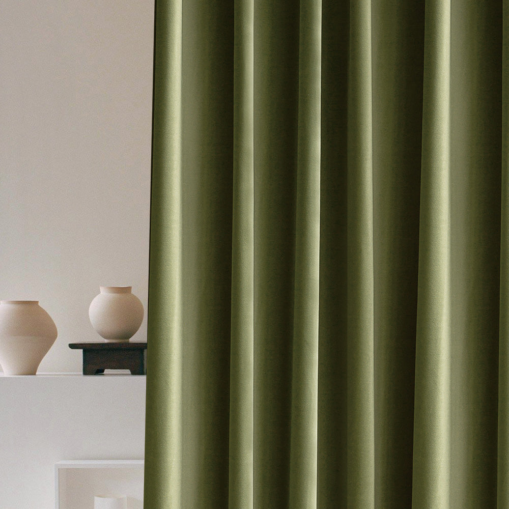 Luxury Forest Green Velvet Blackout Curtains - Heavyweight Thermal Insulated Drapes with Soft Top Back Tab for Bedroom & Living Room | Noise Reducing & Light Blocking Window Treatments