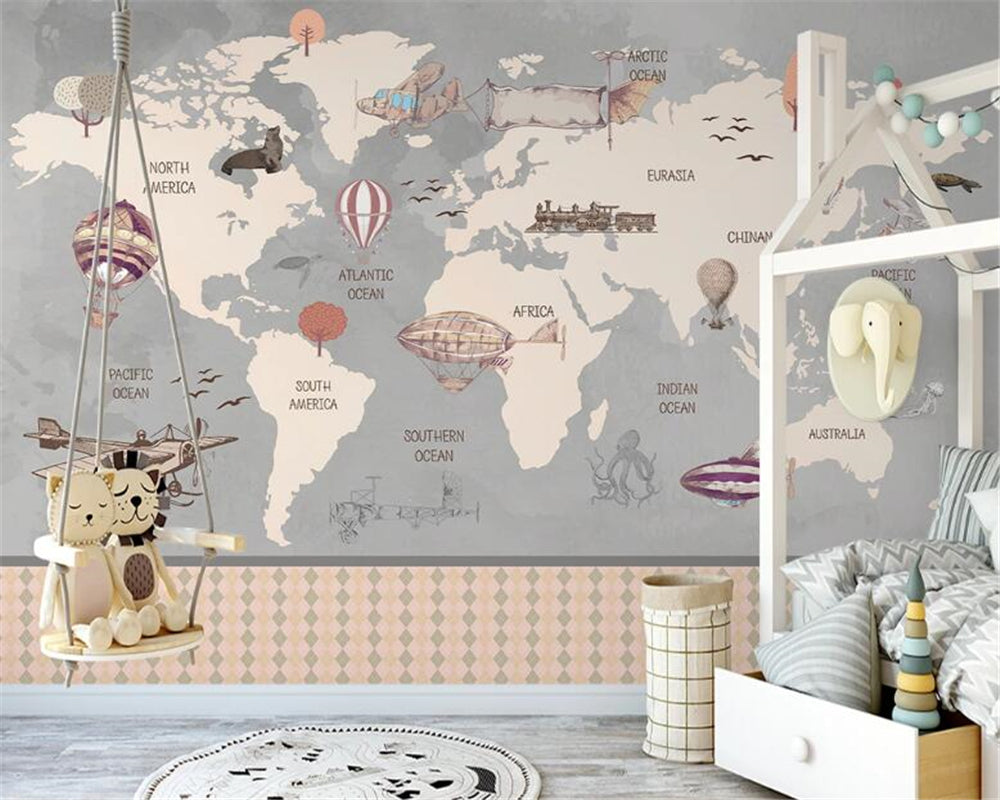 Wonderland Adventure World Map Murals Wallpaper - Premium Peel and Stick Wall Decals for Kids Room, Nursery, Classroom & Playroom Decor