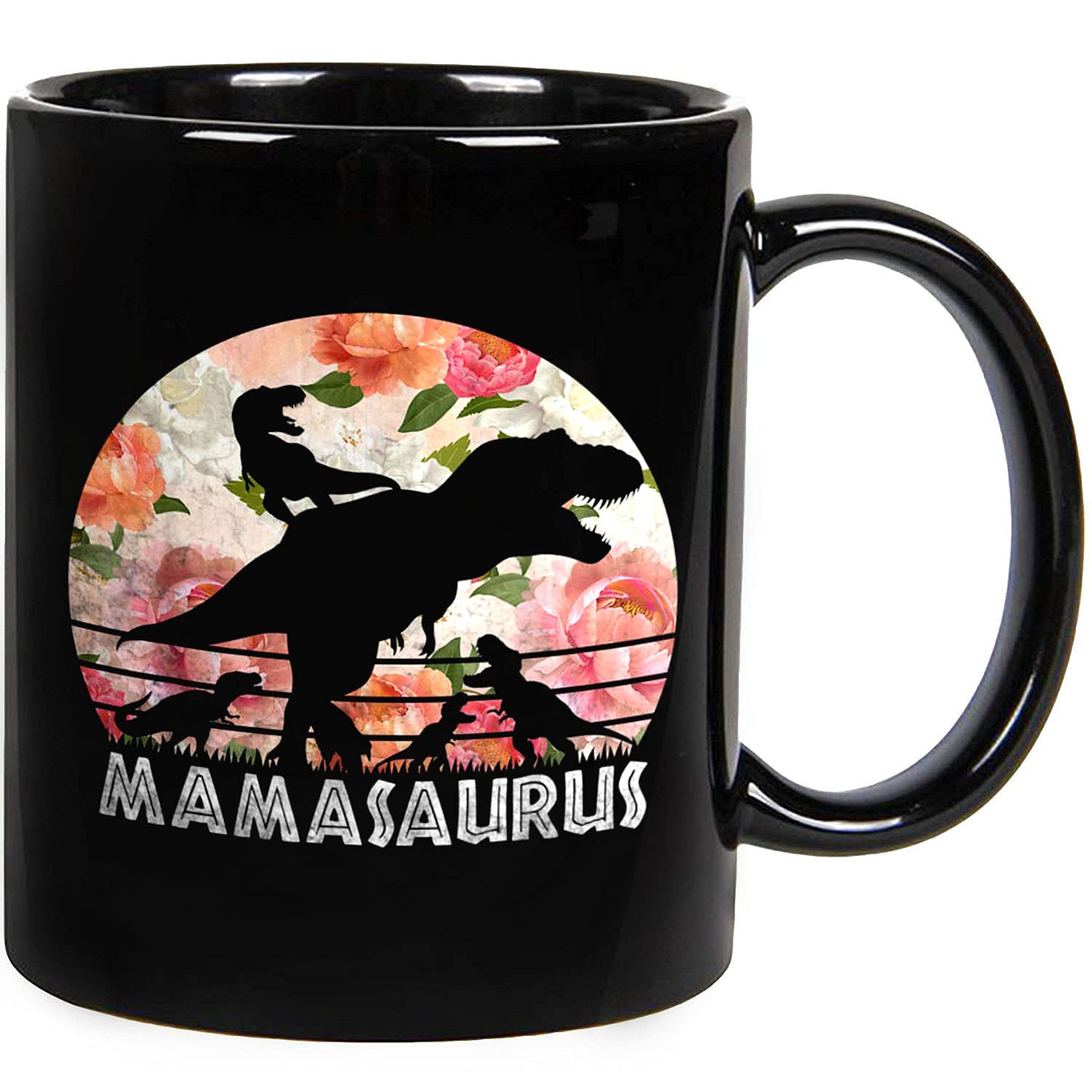 Personalized Mamasaurus Coffee Mug - Vintage Floral Dinosaur Design 11oz/15oz Ceramic Tea Cup - Perfect Mother's Day, Birthday Gift for Mom - Ideal for Coffee, Tea & Hot Chocolate at Home/Office