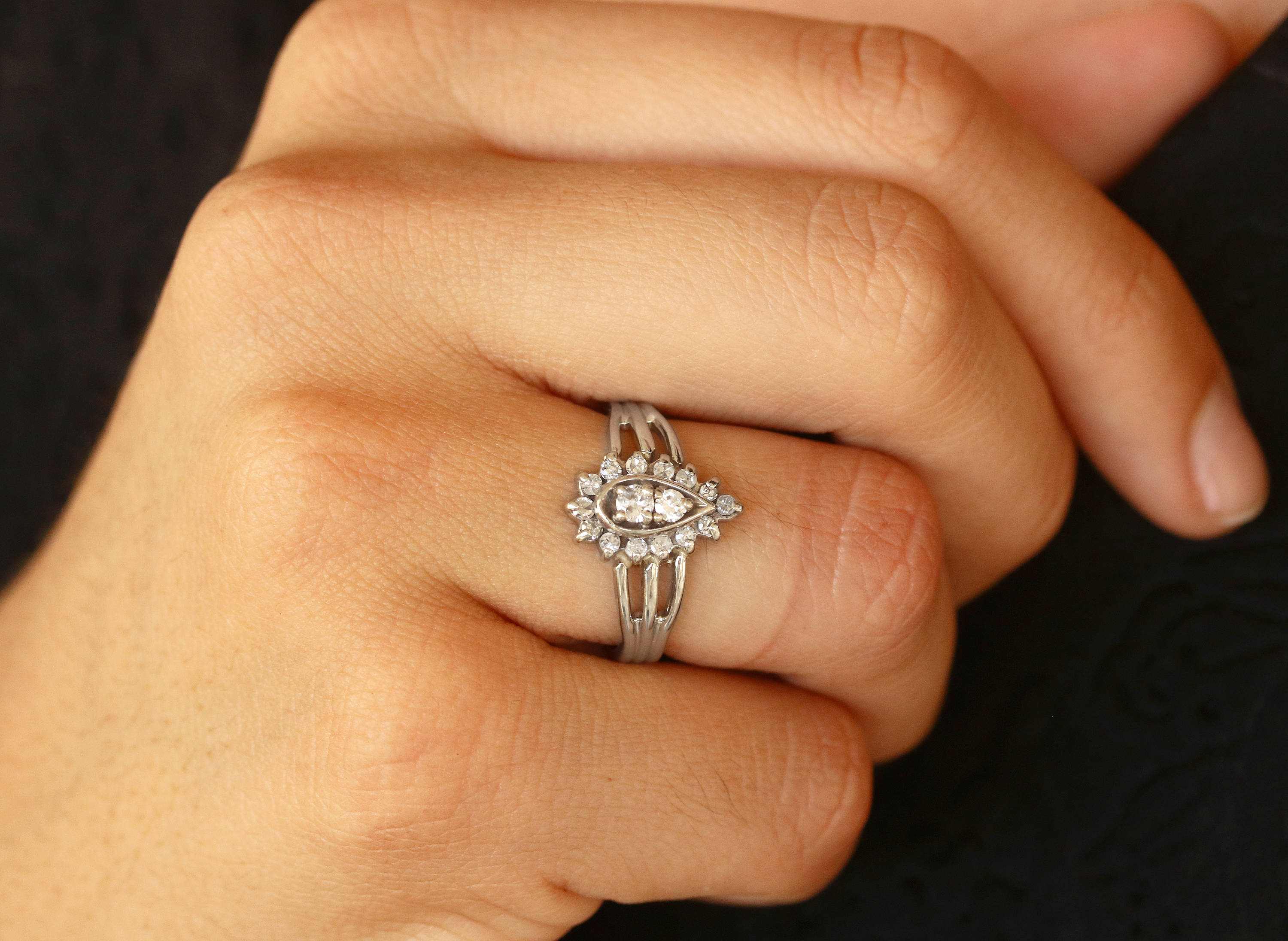 0.45 Carat Vintage Diamond Cluster Anniversary Ring in 14K Gold - Perfect for Weddings, Anniversaries & Special Occasions