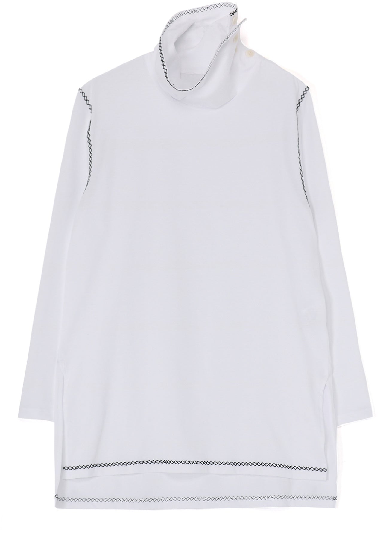 Stylish Cotton Jersey High Neck Long Sleeve T-Shirt with Geometric Stitches - Perfect for Casual Wear, Layering & Everyday Outfits