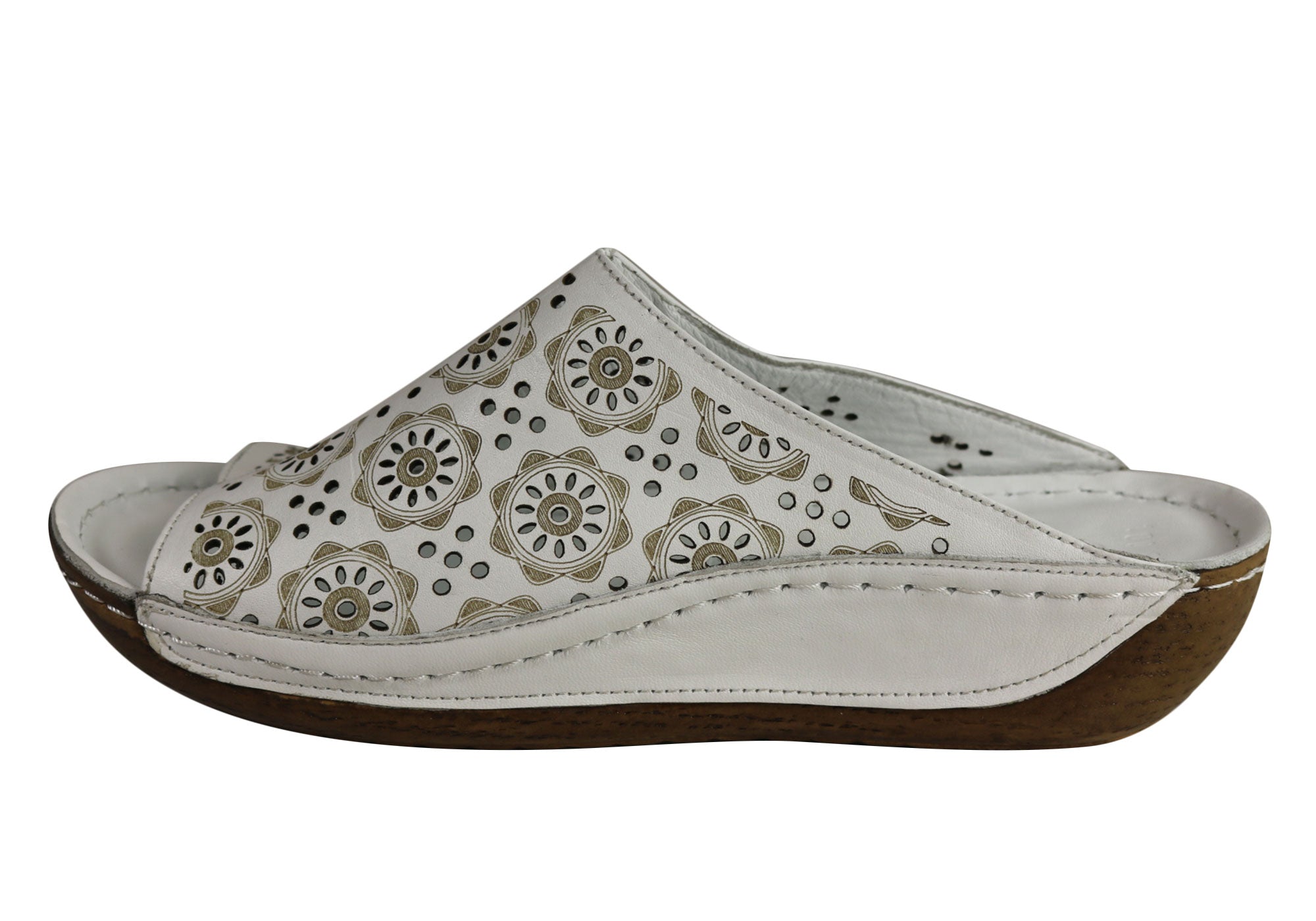 Orizonte Lisa Women's European Leather Comfort Low Wedge Slide Sandals - Stylish & Comfortable Summer Shoes for Beach, Vacation & Casual Wear