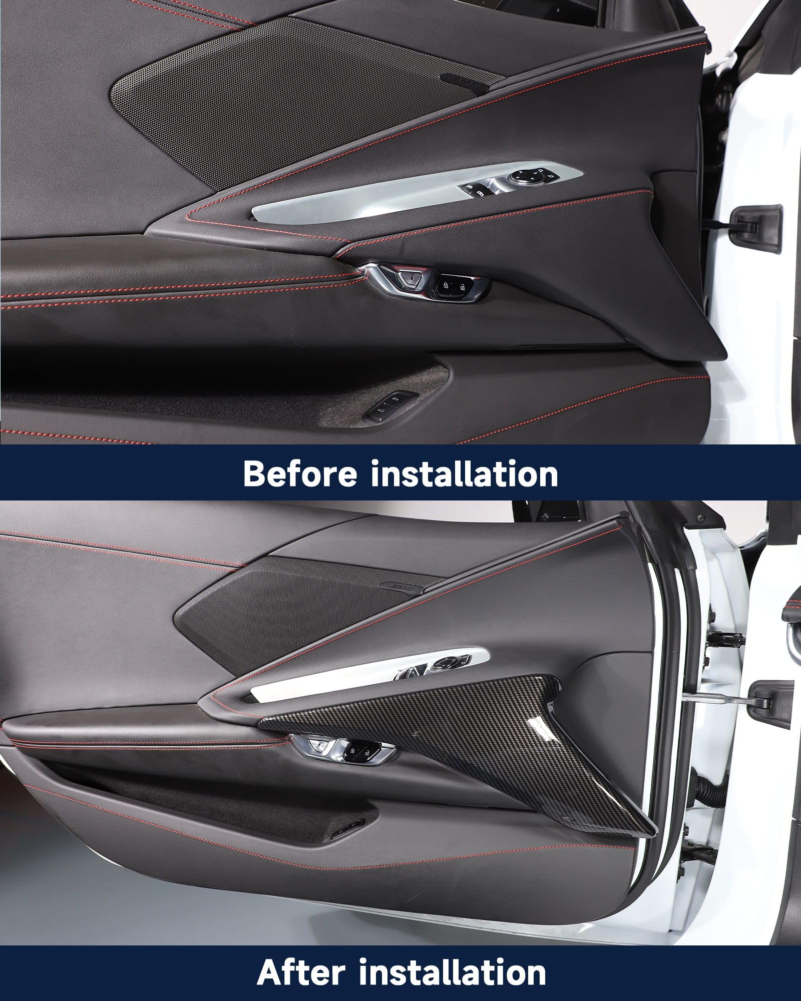 Premium Carbon Fiber Car Door Panel Cover Trim for 2020-2024 C8 Corvette - Interior Protection & Style Upgrade - Perfect for Car Enthusiasts & Show Vehicles