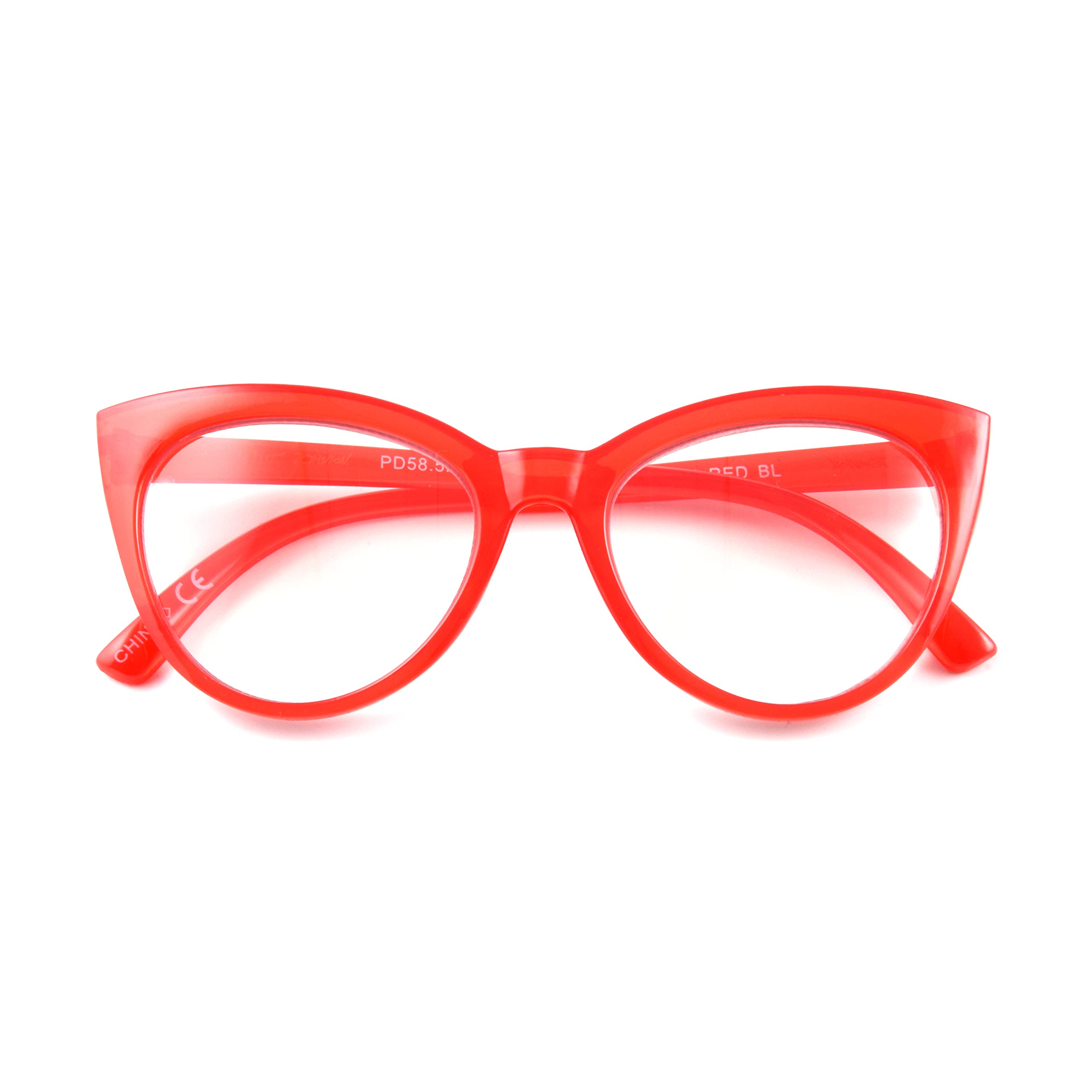 Betsey Johnson Rhett Blue Light Blocking Reading Glasses for Women - Shiny Red Frame (62mm) - Computer Glasses for Office Work & Screen Time Protection