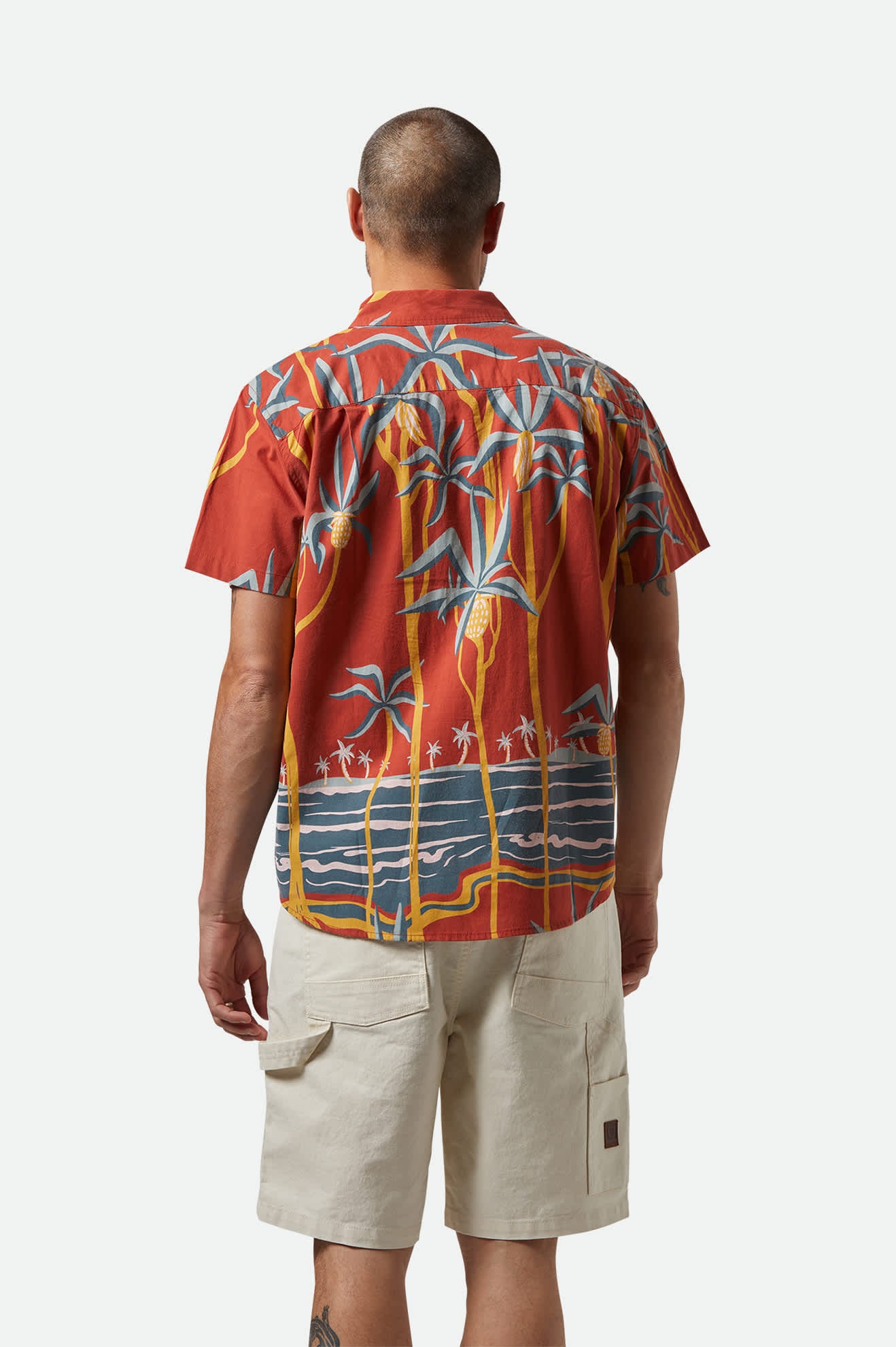 Charter Print Short Sleeve Shirt - Dark Red Scenic Trip Design | Casual Summer Tops for Men | Perfect for Travel, Vacation & Outdoor Adventures