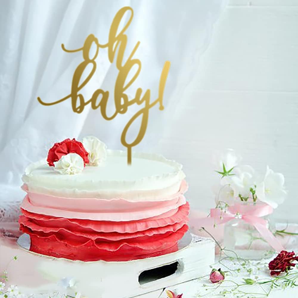 Incrizma Gold Acrylic 'Oh Baby' Cake Topper - Elegant Baby Shower Decor for Newborn Welcome, 1st Birthday Party Supplies for Boys & Girls - Perfect for Nursery Decorations and Gender Reveal Celebrations