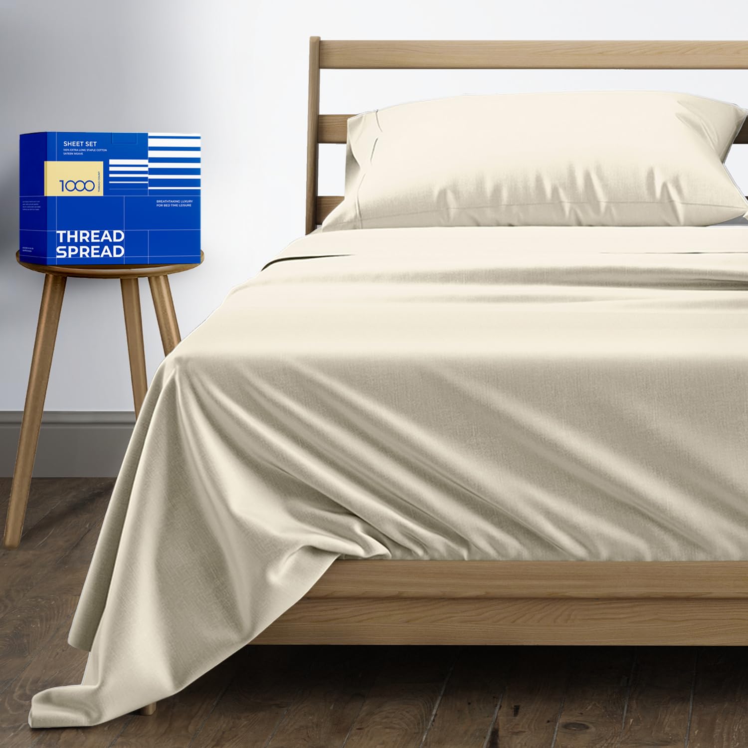 100% Pure Egyptian Cotton Sheets Twin XL Size - 1000 Thread Count Luxury Cooling Bed Sheet Set (3 PC) with 16