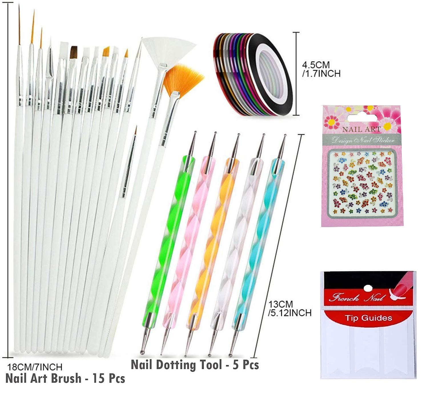 **Trexee 55-Piece 3D Nail Art Kit with Nail Art Pens, Brushes, Polish, Striping Tapes & Stickers – Professional Nail Design Set for DIY Manicure, Salon & Home Use**