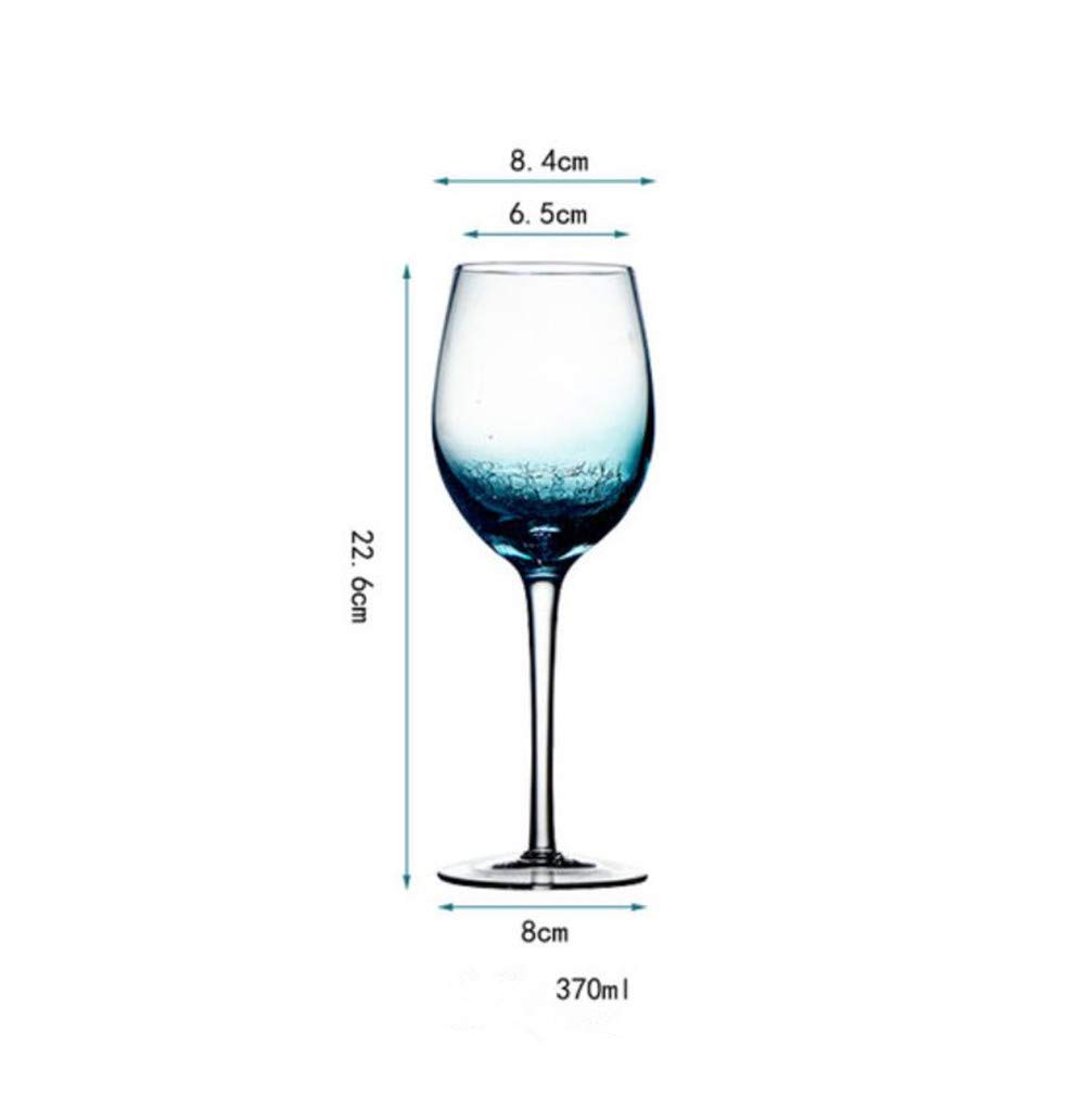 Gradient Blue Crystal Wine Glasses Set - 100% Lead-Free Premium Crystal Ice Cracked Design for Red Wine, Cocktails & Champagne - Perfect for Dinner Parties, Weddings & Romantic Date Nights