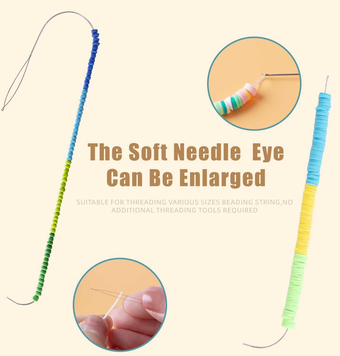 Clay Bead Spinner Needles - 12pcs Big Eye Bending Jewelry Making Needles for Clay Beads & Seed Beads | Perfect for Bracelet, Necklace & DIY Jewelry Crafting | Ideal for Beading Projects & Handmade Accessories