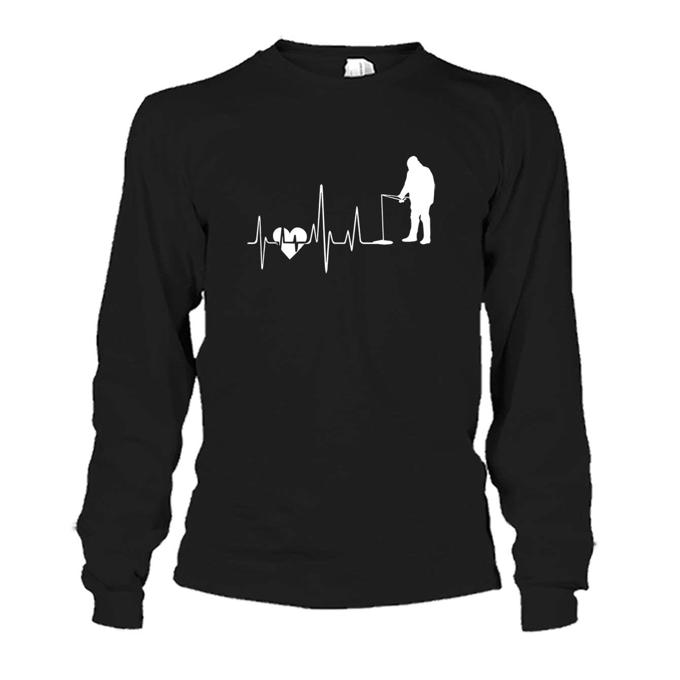 Heartbeat Ice Fishing T-Shirt for Men - Warm & Comfortable Winter Fishing Apparel for Outdoor Enthusiasts