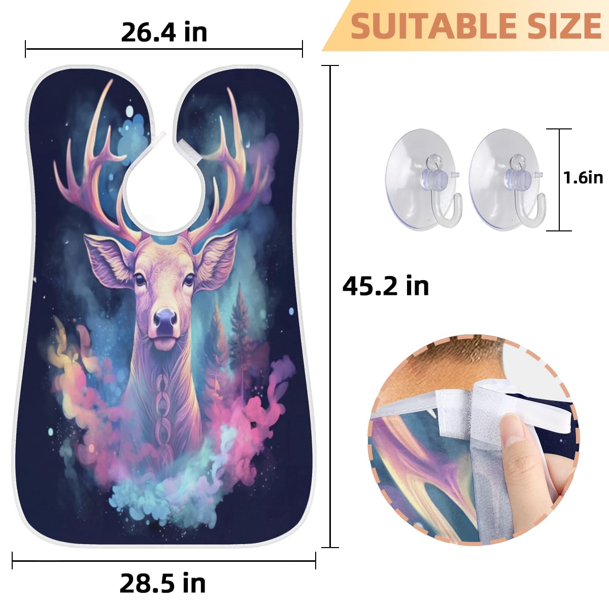 Deer Smoke Floating Beard Shaving Bib for Men - Waterproof Hair Dye Apron & Makeup Cape for Barbers & Stylists - Sink Hair Catcher & Beard Trimming Accessory - Perfect for Salon, Home Grooming & DIY Haircuts