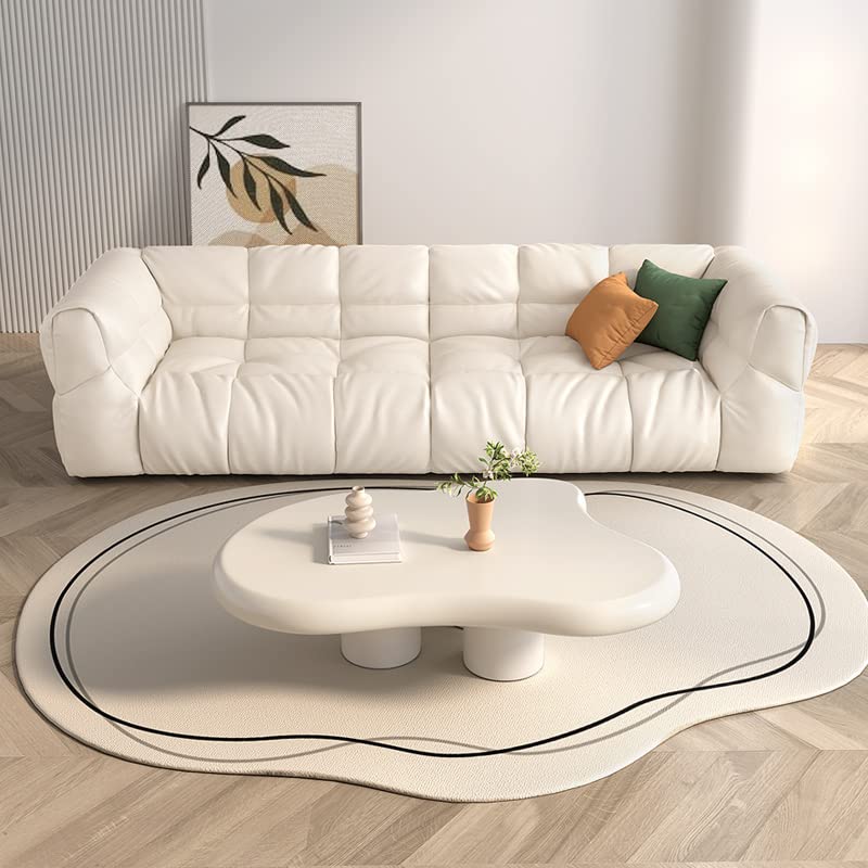 GraceNook White Cloud-Shaped Coffee Table - Modern Cartoon Design, High-Gloss Piano Lacquer Finish, Compact Living Room Furniture for Small Spaces - Perfect for Apartments, Dorms & Cozy Home Decor