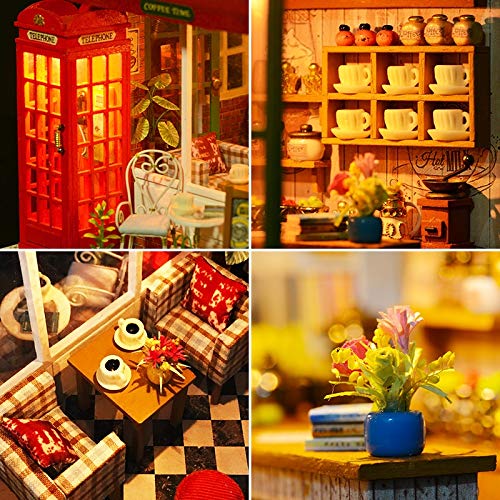 DIY Wooden Dollhouse Kit - Miniature Coffee Shop Model with Furniture & Puzzle Box - Creative Gift Toy for Kids | Perfect for Playtime, Collecting & Educational Fun