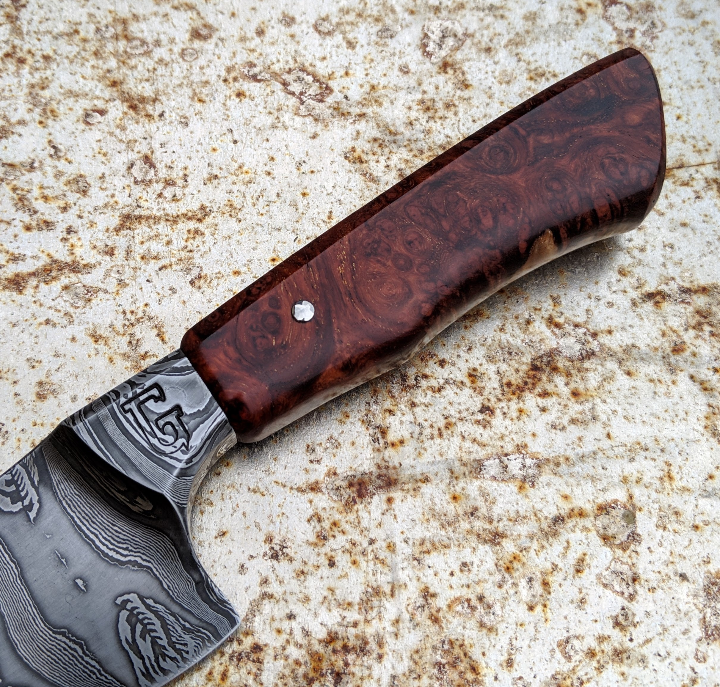 Neil Gillert 165mm Integral Damascus Utility Knife - High-Quality Handcrafted Chef's Knife for Professional Cooking & Outdoor Camping