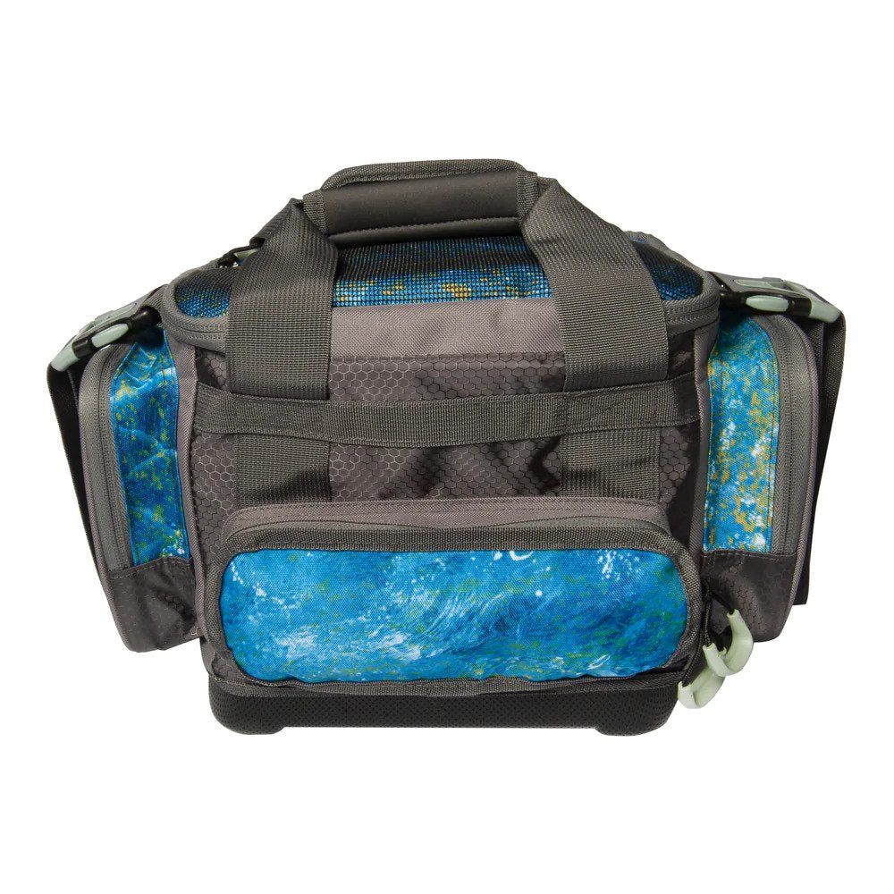 Calcutta Squall Tackle Bag with 4 Removable Trays - Mossy Oak Shoreline Camo Fishing Gear Organizer - Perfect for Bass Fishing, Kayak Trips & Shoreline Angling