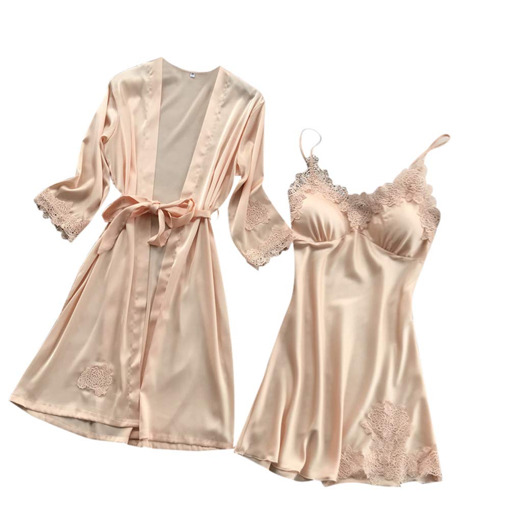 Ghazzi Women's Sexy Lingerie Set - Lace Kimono Robe, Babydoll Bodysuit & Nightgown Sleepwear for Valentine's Day, Honeymoon & Romantic Nights
