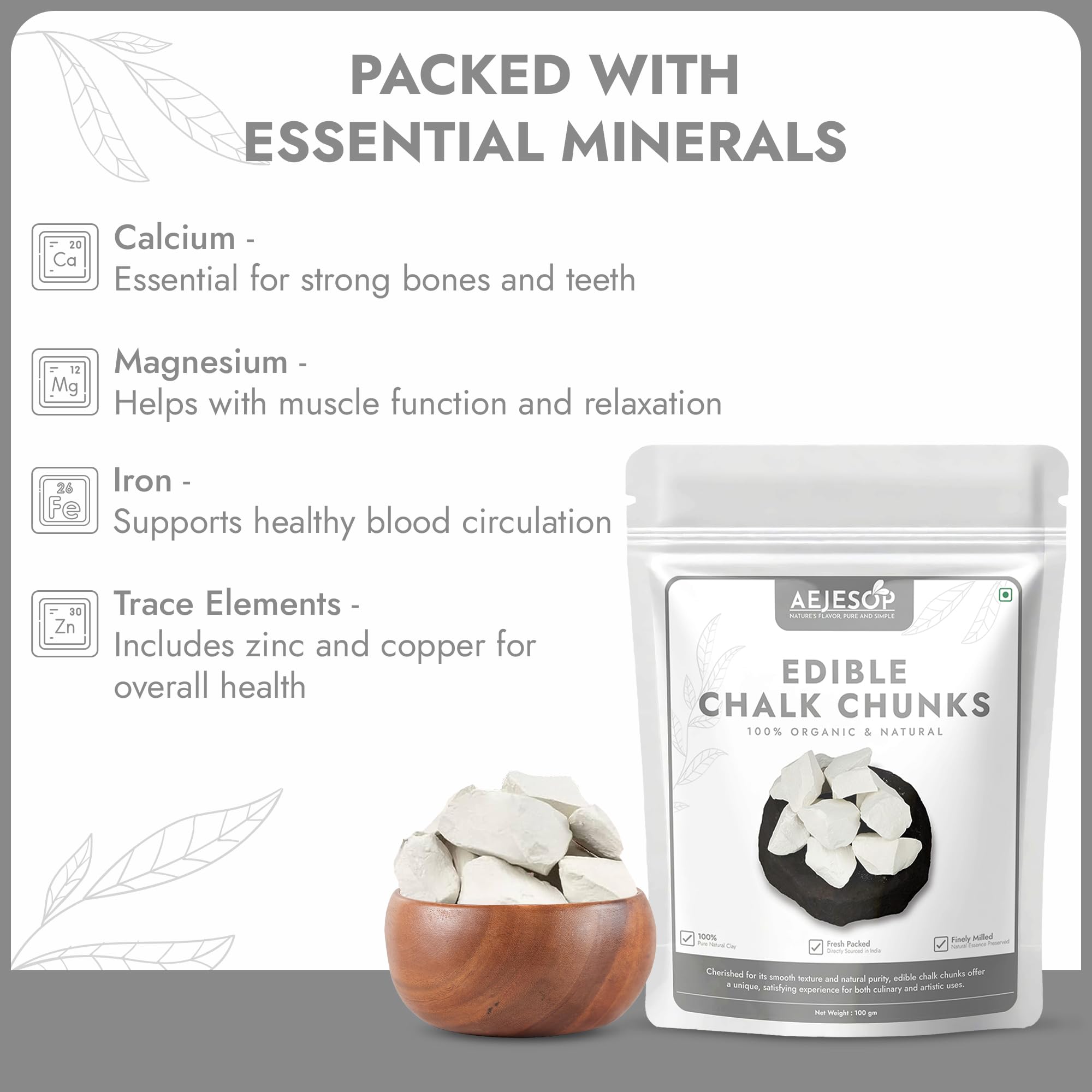 KRAM Edible Chalk Chunks - Natural Calcium Supplement, 3.5oz (100g) - Perfect for Pregnancy Cravings, Baking Decorations & Sensory Play