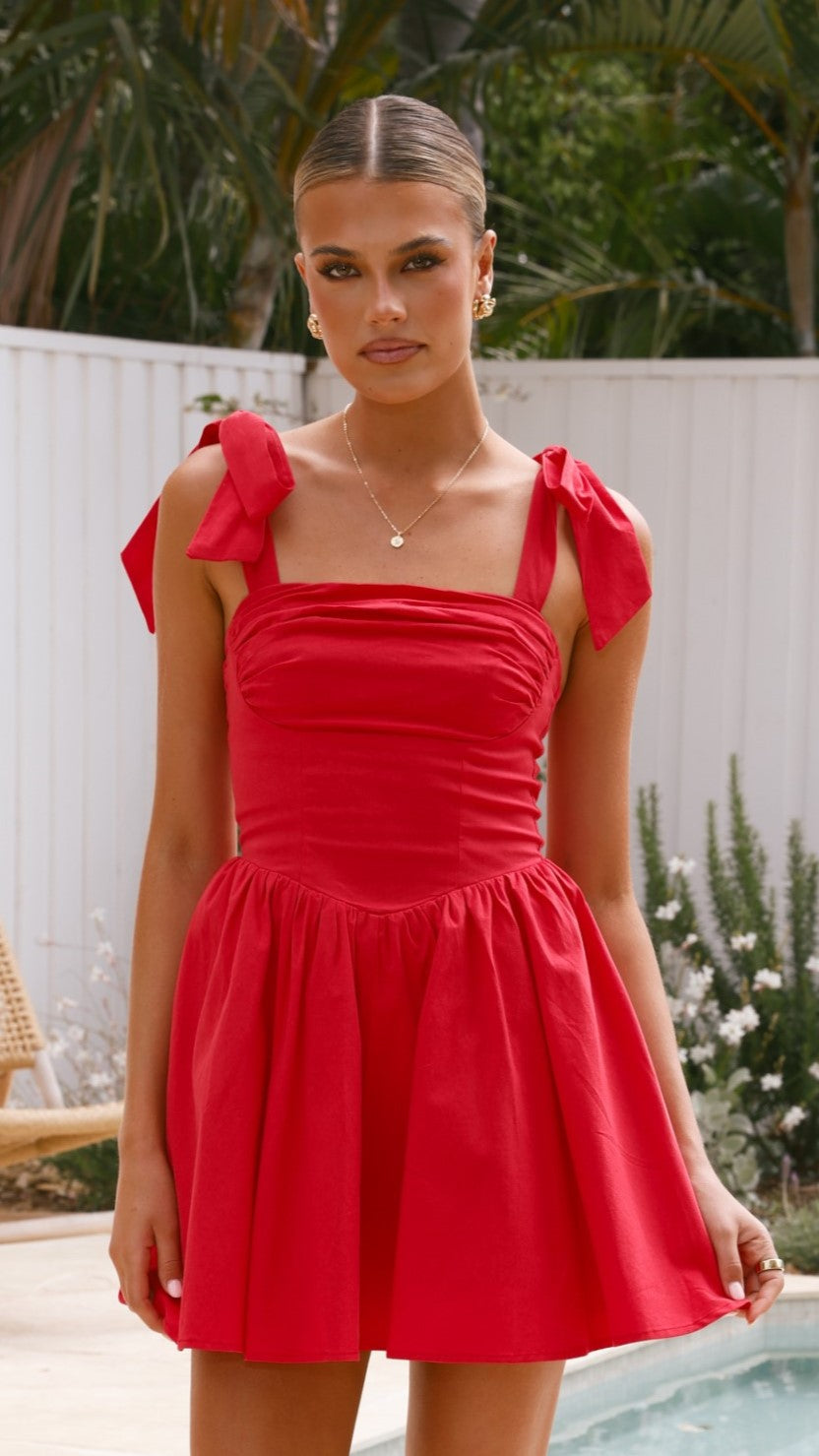 Haisley Mini Dress - Red Flowy Summer Dress for Women | Casual & Party Wear | Perfect for Beach, Date Night & Vacation