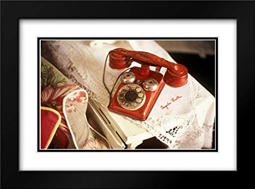 24x19 Black Modern Framed & Double Matted Art Print - Vintage Phone II by Philip Clayton-Thompson | Museum Quality Wall Decor for Living Room, Office & Gallery
