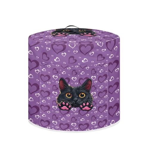 Black Cat Hearts Purple