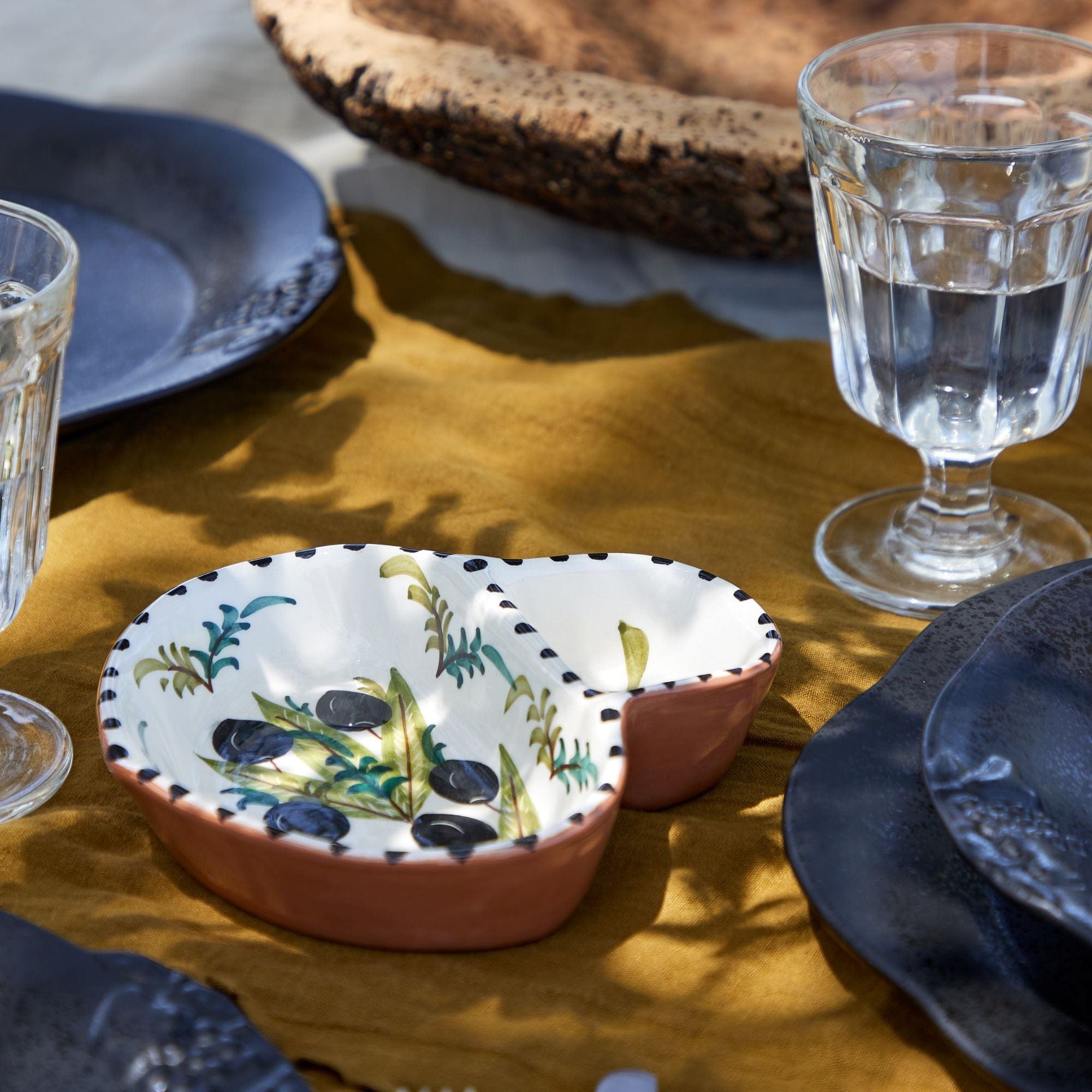 Casafina Alentejo Terracotta Large Olive Dish - Handmade in Portugal - Perfect for Serving Appetizers, Tapas & Mediterranean Cuisine