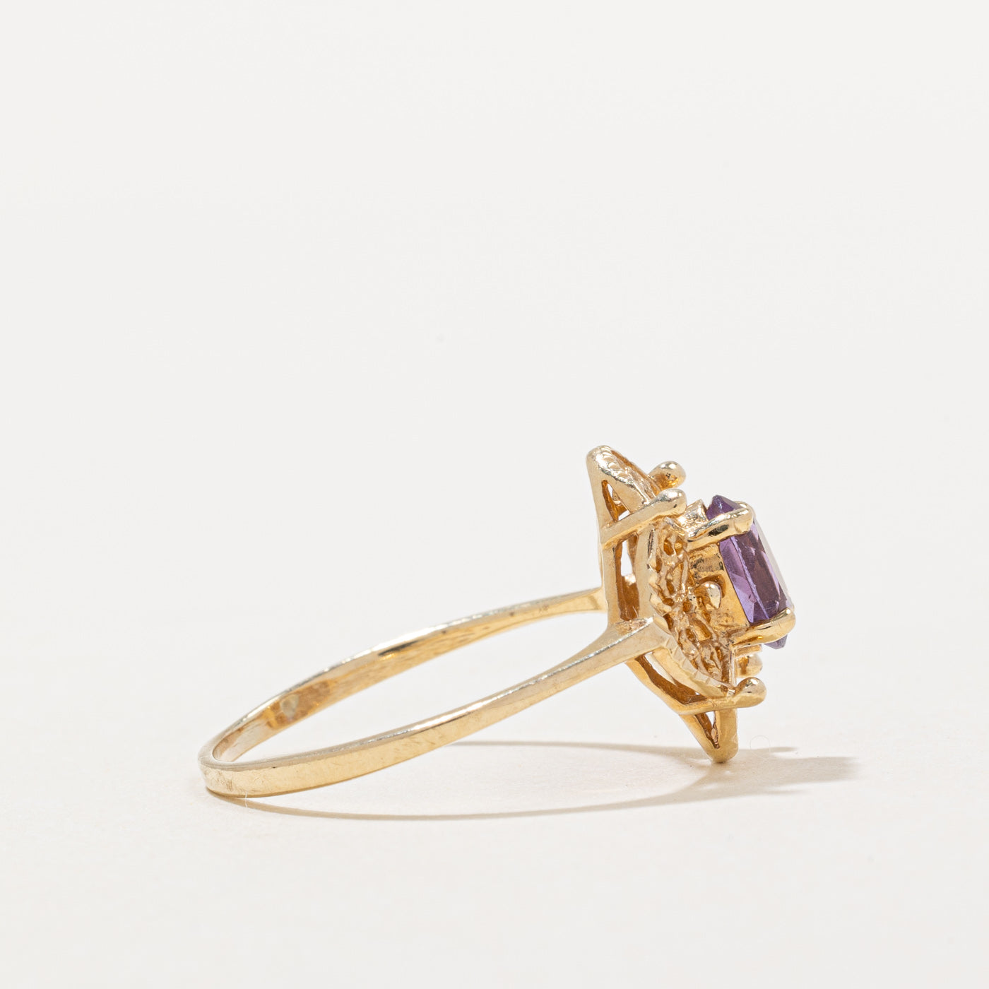 Amethyst Lattice Ring - 0.70ct Genuine Natural Stone - Size 7.5 - Elegant Stackable Dainty Jewelry for Women - Perfect for Everyday Wear, Gift Giving & Special Occasions
