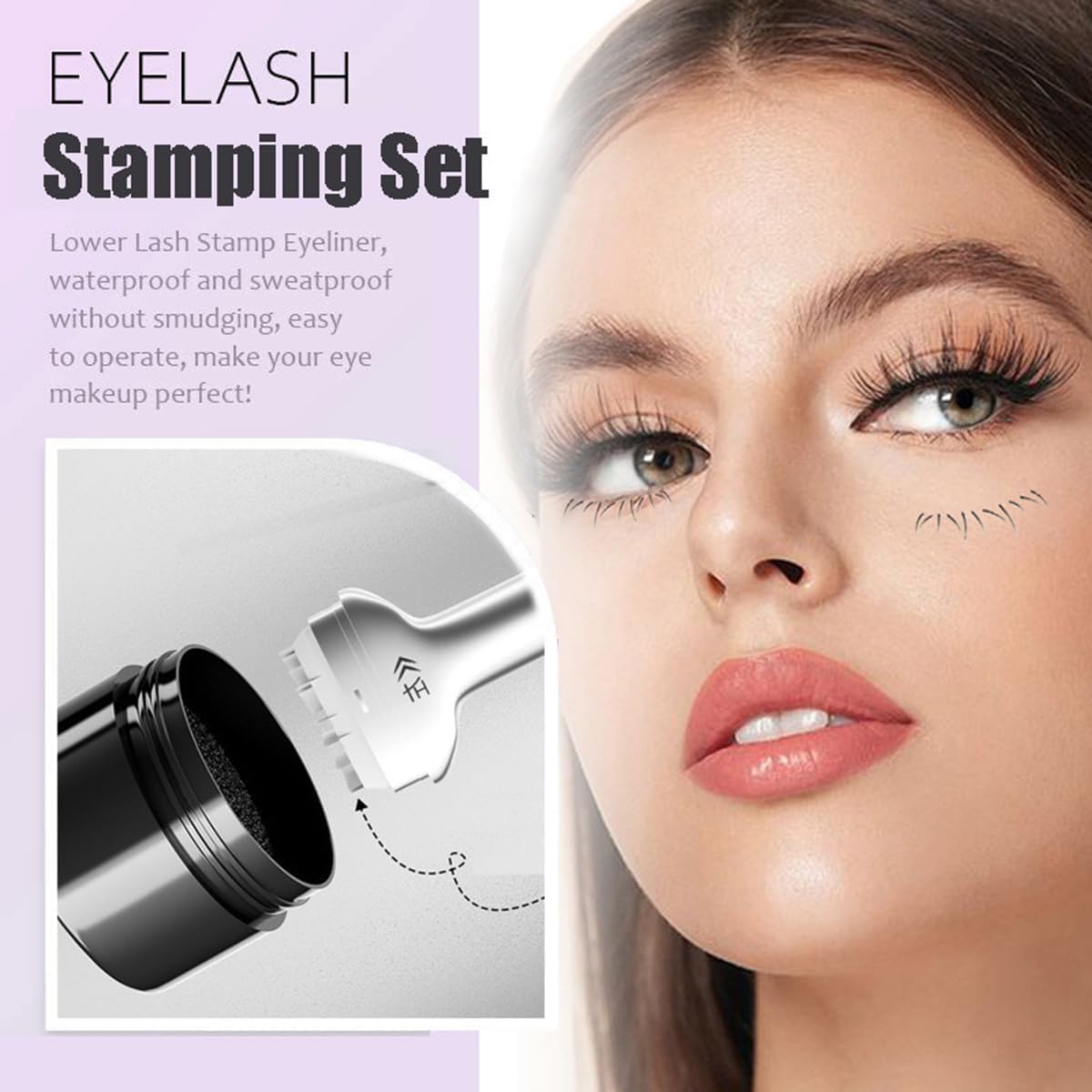 2-in-1 Waterproof Eyeliner & Lower Lash Stamp Kit - Black Ink Eyeliner Stamp for Perfect Lower Lashes | Smudge-Proof Eye Makeup Tool for Everyday & Party Looks