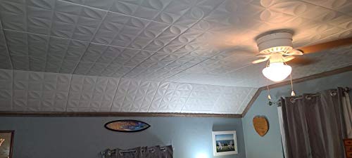 A La Maison R103 Foam Glue-Up Ceiling Tiles - 96 Pack, Plain White (Covers 256 sq. ft.) for Easy Home & Office Renovation
