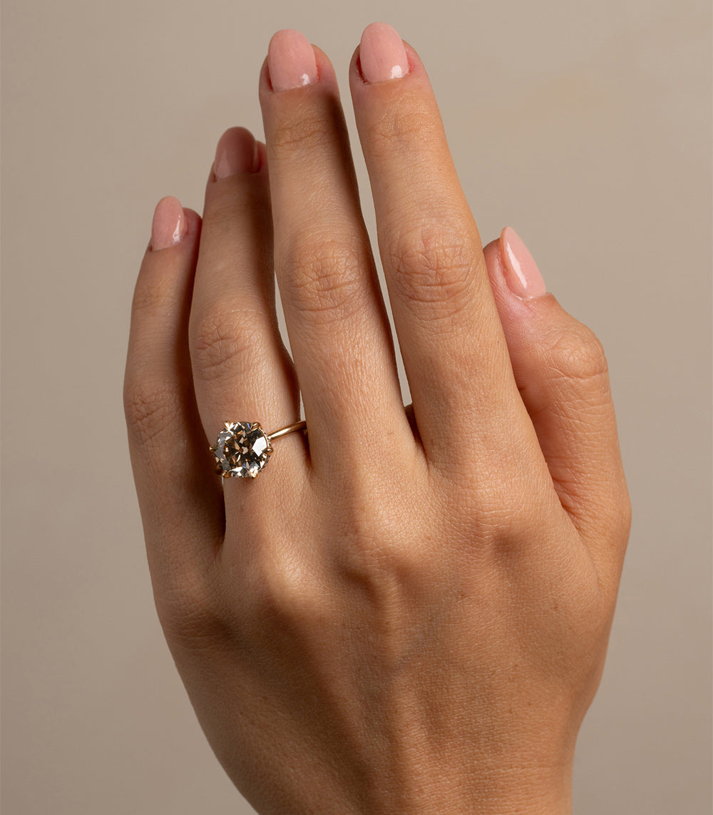 Ella 3 97Ct Round Brilliant Champagne Diamond Solitaire Engagement Ring - 14K White Gold Wedding Band for Women, Perfect for Proposals, Anniversaries & Special Occasions