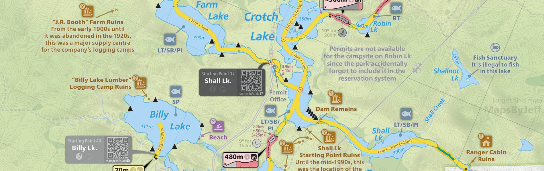 Jeff Central Algonquin Maps - Detailed & Waterproof Hiking Maps for Outdoor Adventures - Perfect for Camping, Backpacking, and Trail Exploration