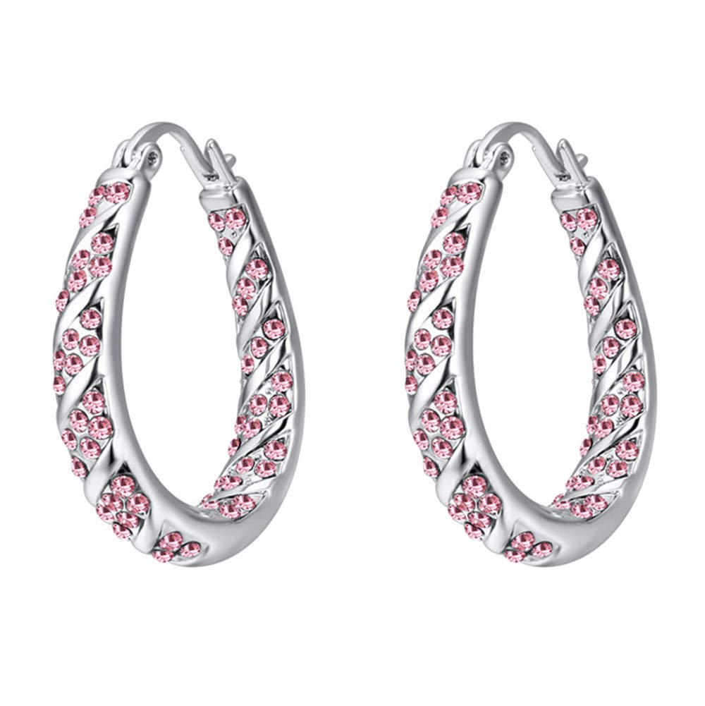 White Gold Plated Teardrop Hoop Earrings with Swarovski CZ Crystals - Elegant 5mm Fashion Jewelry Gift for Women, Perfect for Weddings, Parties & Daily Wear