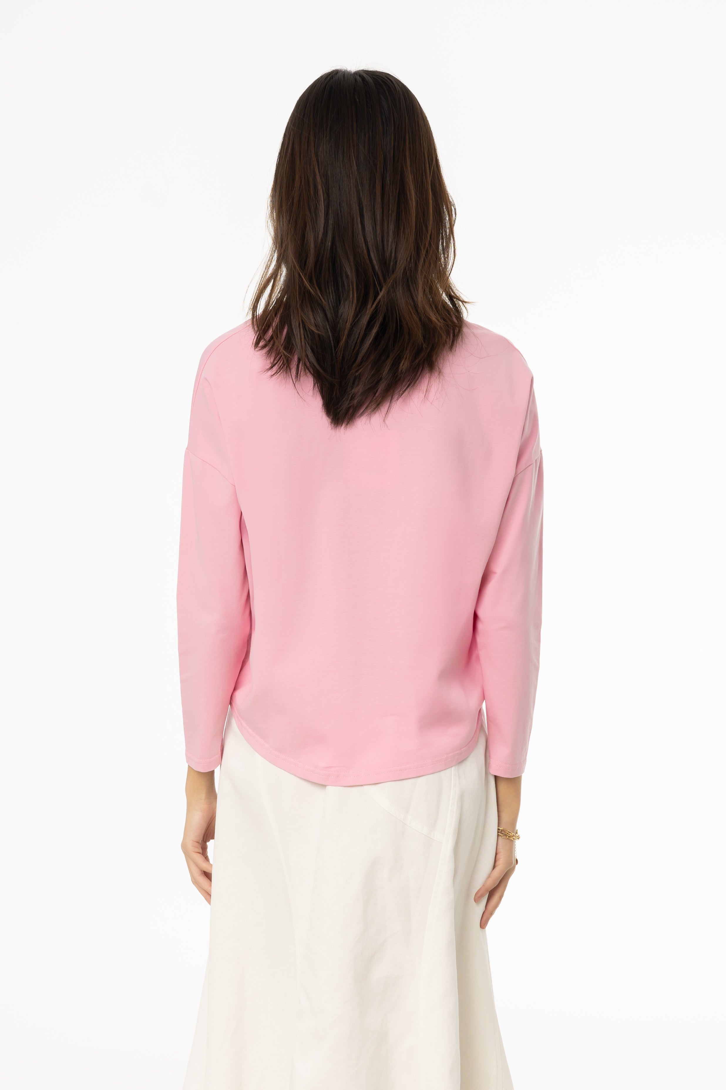 Stylish Pink Dolman Long Sleeve T-Shirt for Women - Comfortable & Trendy Top for Casual Wear, Work, and Everyday Outfits