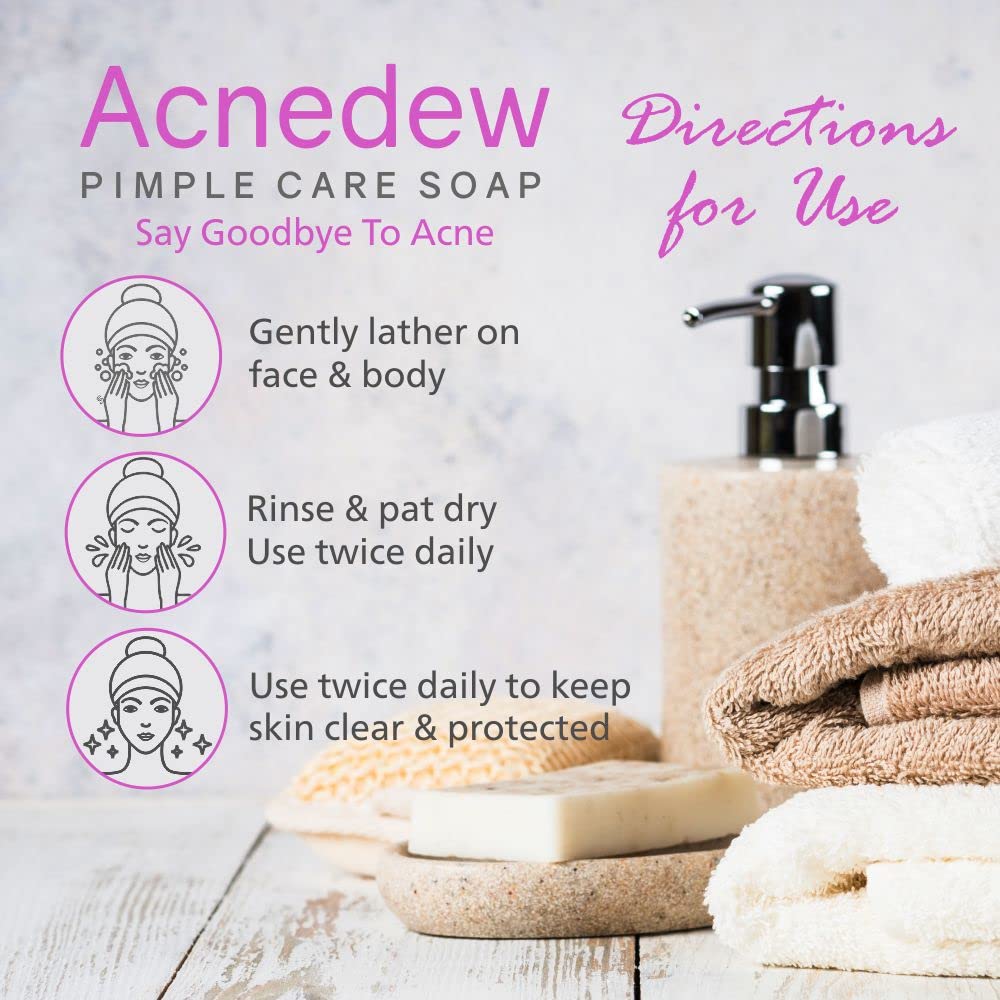 Acnedew Anti Acne Soap with 0.2% Salicylic Acid - Pimple Treatment for Acne Prone Skin - Pack of 2 (75g Each) - Gentle Cleansing for Face & Body - Perfect for Daily Skincare Routine