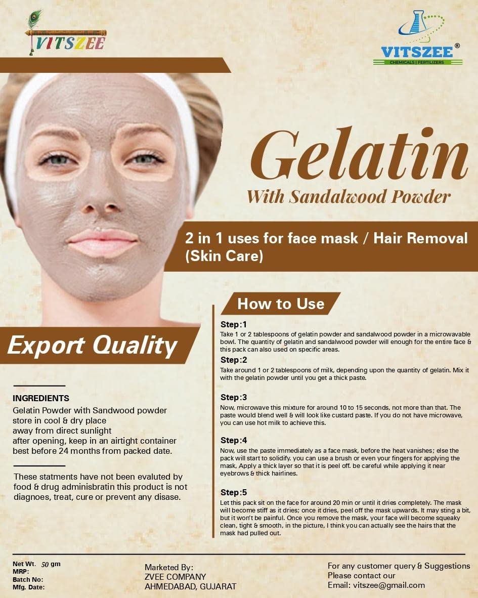 **Natural Sandalwood & Gelatin DIY Face Mask & Hair Removal Kit (50g) - Glowing Skin Treatment for All Skin Types | Homemade Peel-Off Mask & Skincare Solution**    *(Perfect for at-home spa days, acne treatment, pore cleansing, and smooth hair removal!)*