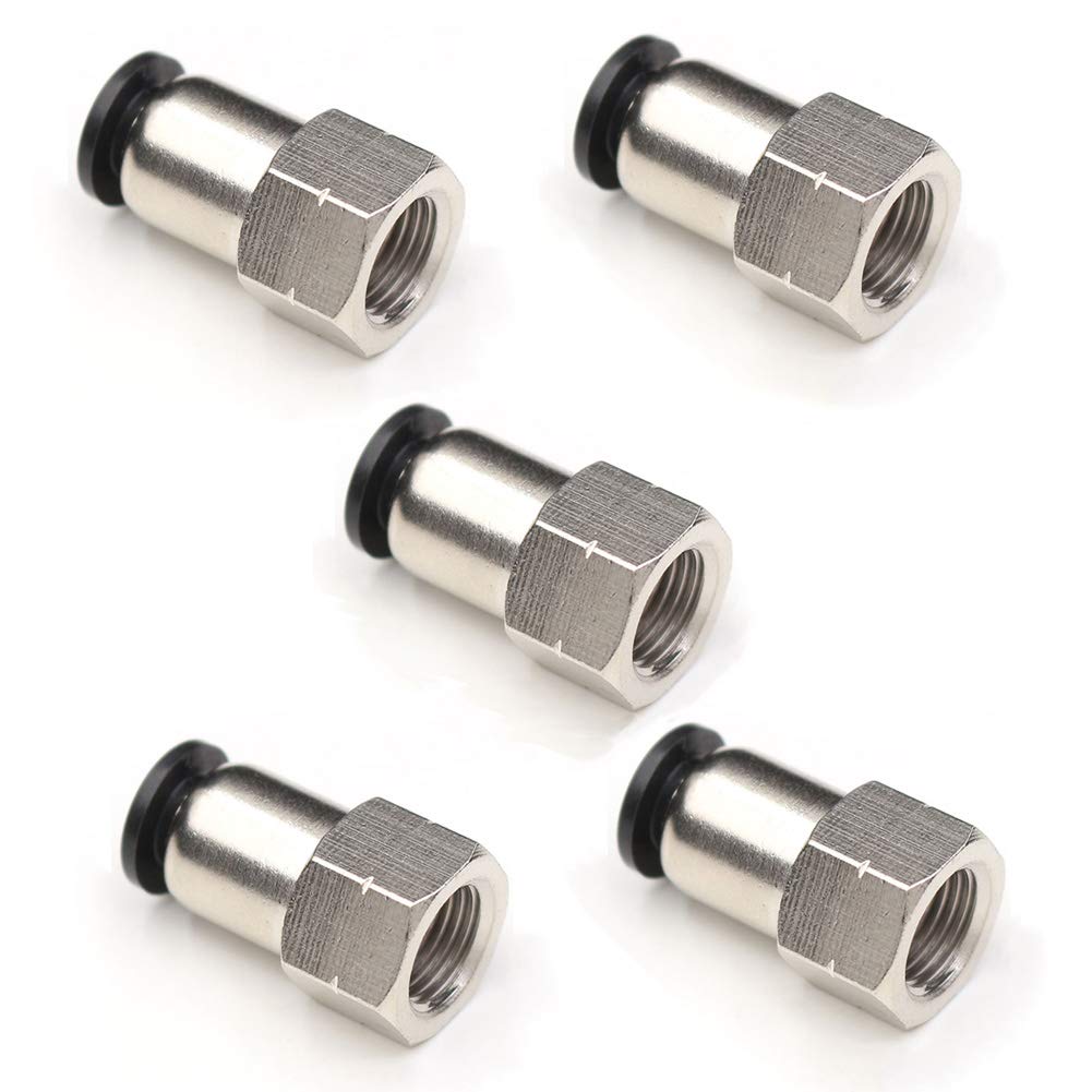 1/8 NPT Female Push to Connect Fittings - CEKER 1/4 Inch Air Tube OD Fittings, 1/8 Pneumatic Quick Connect Air Hose Fittings (5 Pack) - Ideal for Air Compressors, HVAC Systems & Industrial Pneumatic Tools