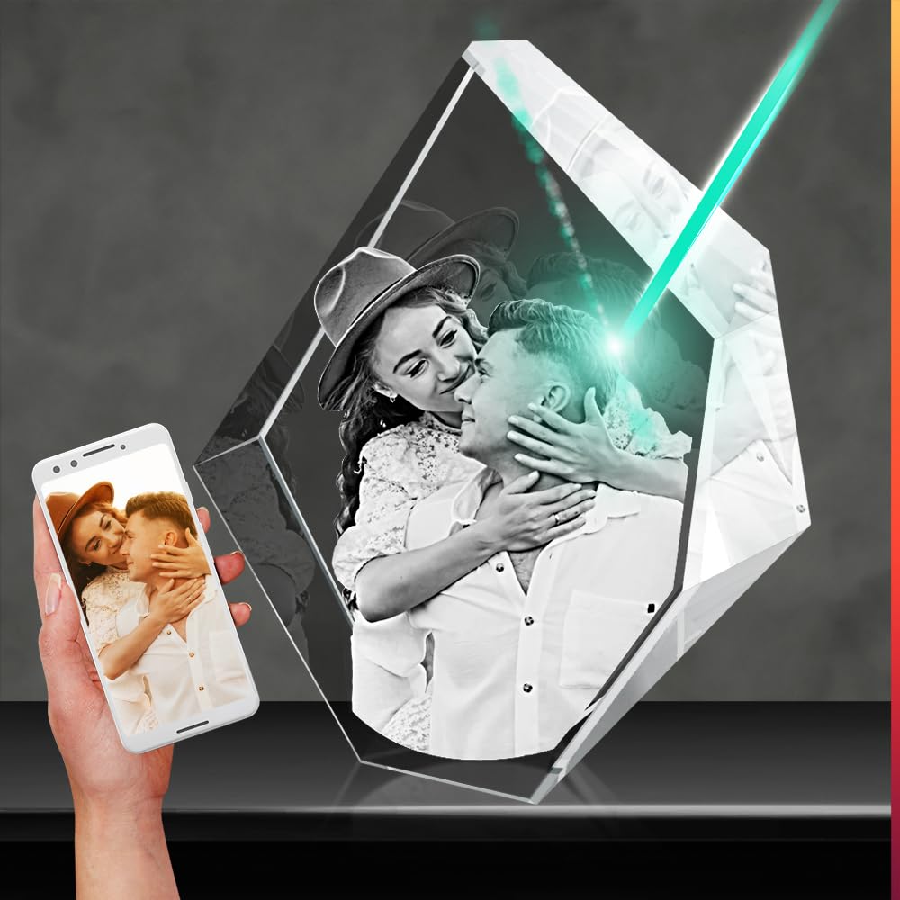 Custom 3D Laser Engraved Crystal Gift - Personalized Prestige Keepsake for Birthdays, Anniversaries, Weddings, Valentine's Day, Christmas, Graduation, Mother's Day & Father's Day - Perfect Memorial Gift for Home & Office Decor (Medium Size)