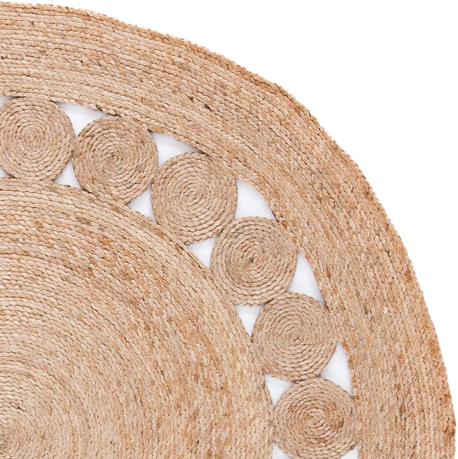 Handwoven Jute Area Rug - Natural Beige Round Braided Rug for Bedroom, Kitchen & Living Room - Farmhouse Decor - 10x10 Feet - Eco-Friendly Home Accent | Perfect for Boho, Coastal & Rustic Interior Design Styles