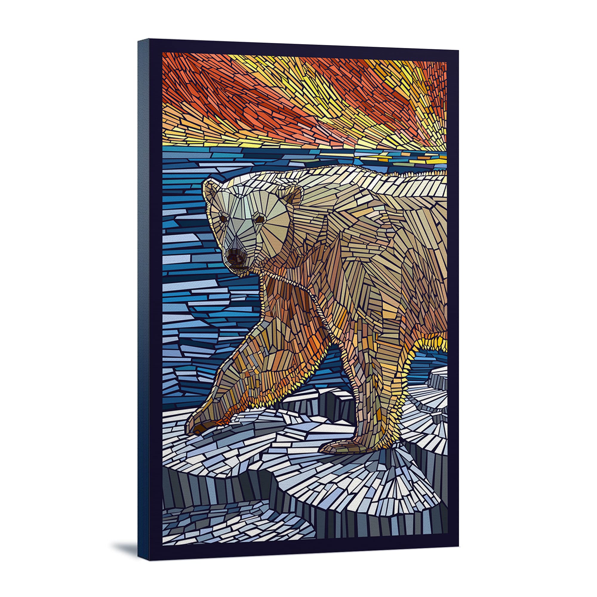 Polar Bear Paper Mosaic Wall Art - 24x36 Inch Gallery Wrapped Canvas Print - Modern Home Decor for Living Room, Bedroom & Office
