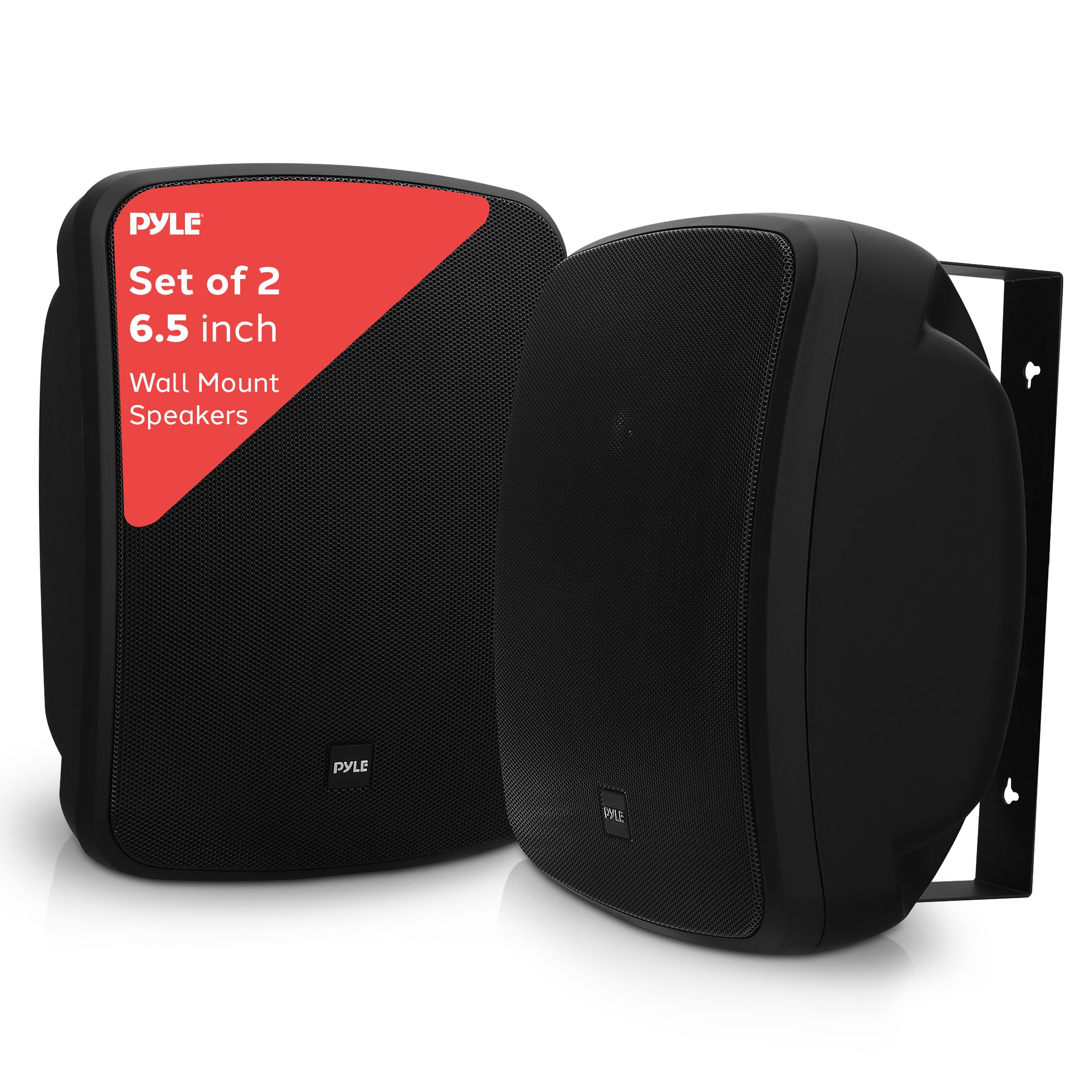 Pyle PDWR64BTB 6.5 Inch Waterproof Wireless Bluetooth Speaker Pair - 2-Way Weatherproof Wall/Ceiling Mounted Outdoor Speakers with Heavy Duty Grill, Universal Mount - Perfect for Patio, Pool, Garage & Indoor Use (Black)