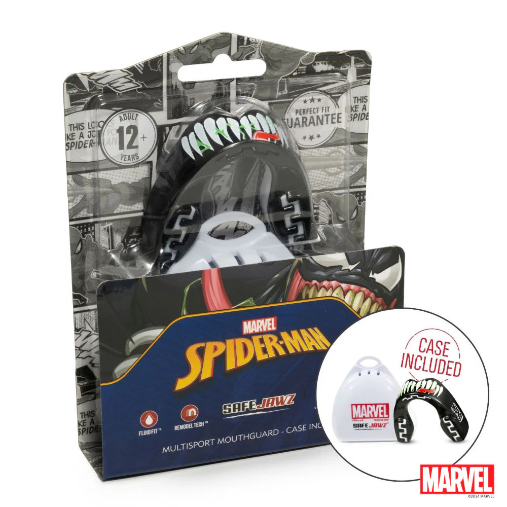 SafeJawz Marvel Venom Mouthguard - Custom Fit Teeth Protection for Sports & Night Grinding - Perfect for Boxing, MMA, Football & Teeth Grinding Relief