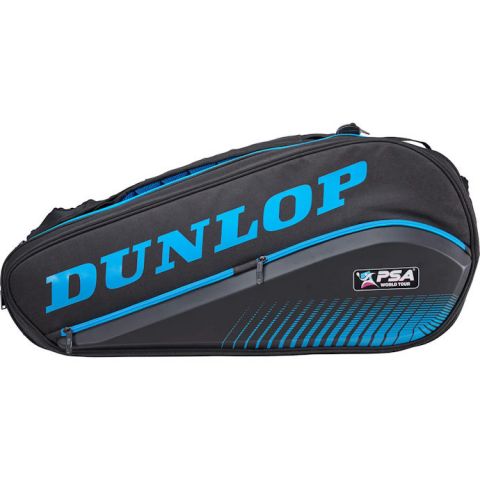 Dunlop PSA 12 Racquet Squash Bag - Black/Blue | Professional Squash Equipment for Tournaments & Training | Perfect for Court Storage & Travel