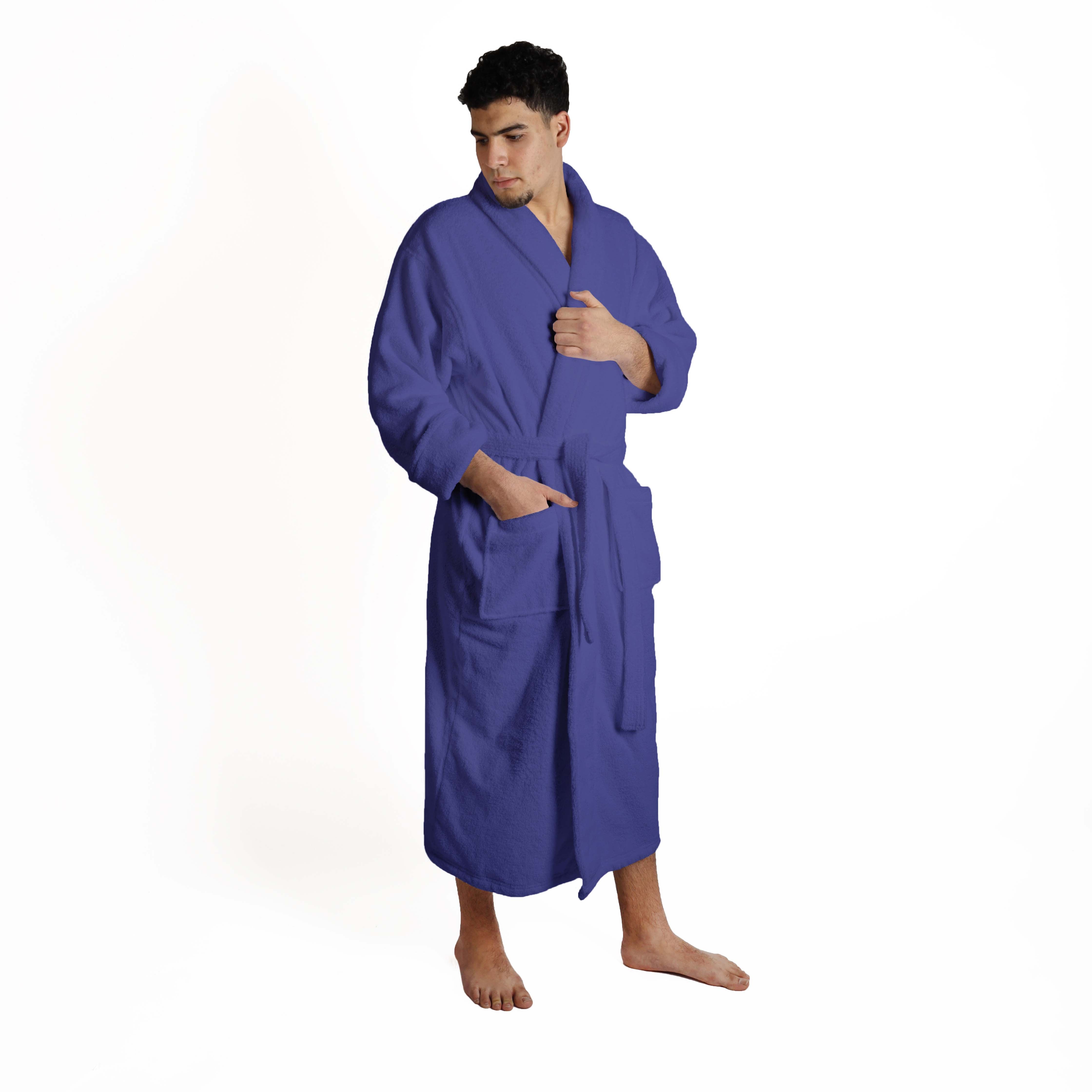 Premium Turkish Cotton Bathrobe for Women & Men - Unisex Shawl Collar Long Robe - Soft Spa, Lounge & Hotel Style Bathrobe for Relaxation at Home