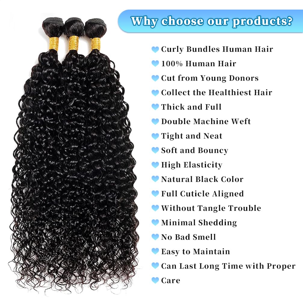 100% Unprocessed Virgin Wet and Wavy Human Hair Bundles 20 22 24 Inch - 12A Burmese Curly Hair Extensions Natural Black for Styling & Volume | Perfect for Daily Wear, Parties & Special Occasions